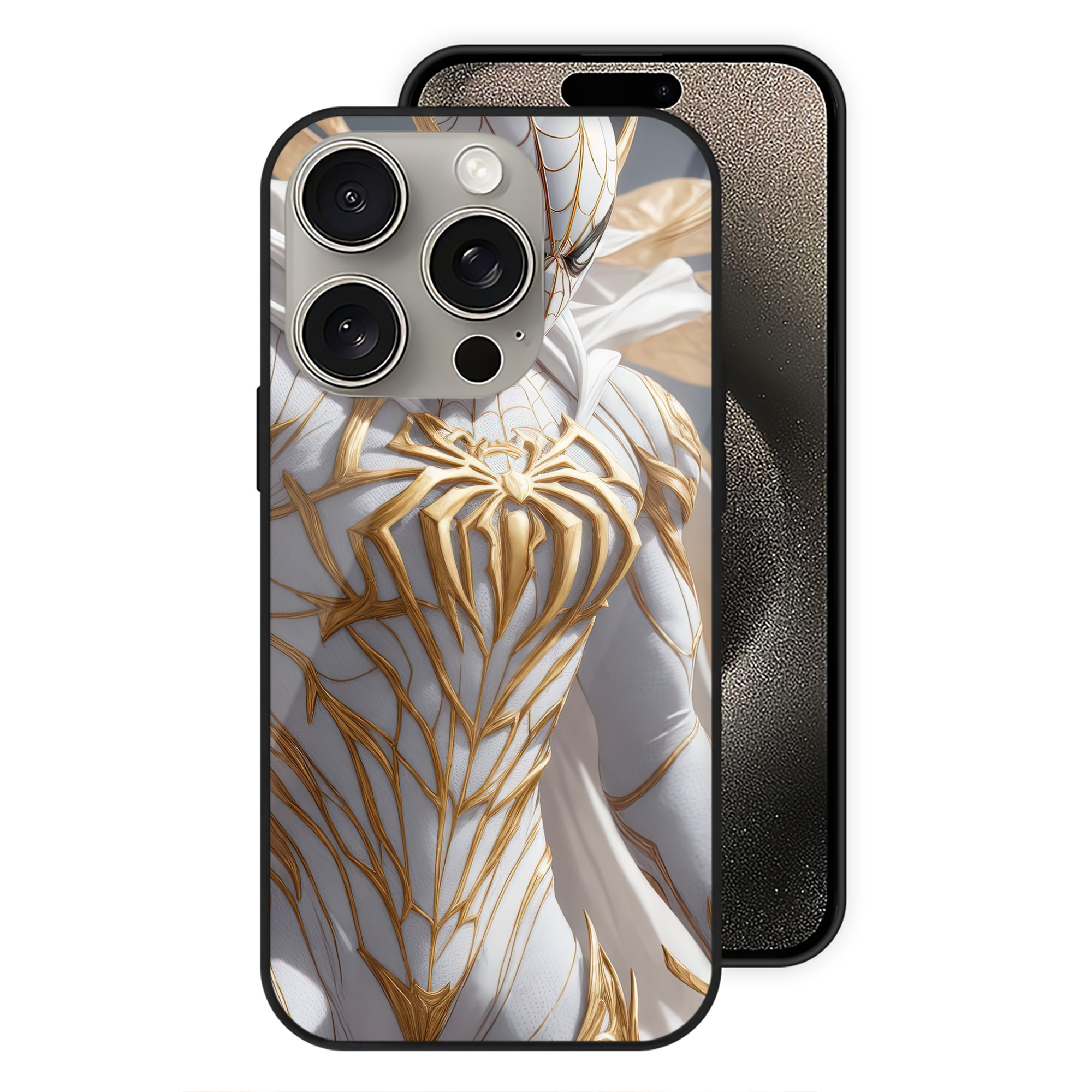 （画像用） Spider Man スパイダーマン 【iPhone15Pro対応】スマホケース 耐衝撃＆黄変防止 背面ガラス