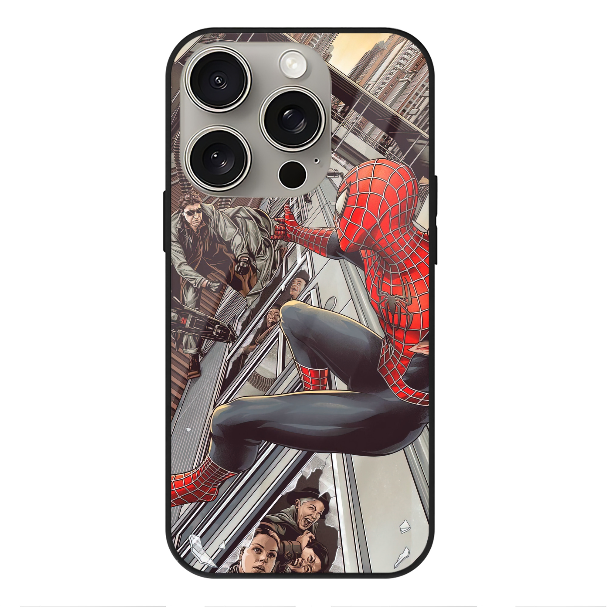 （画像用） Spider Man スパイダーマン 【iPhone15Pro対応】スマホケース 耐衝撃＆黄変防止 背面ガラス