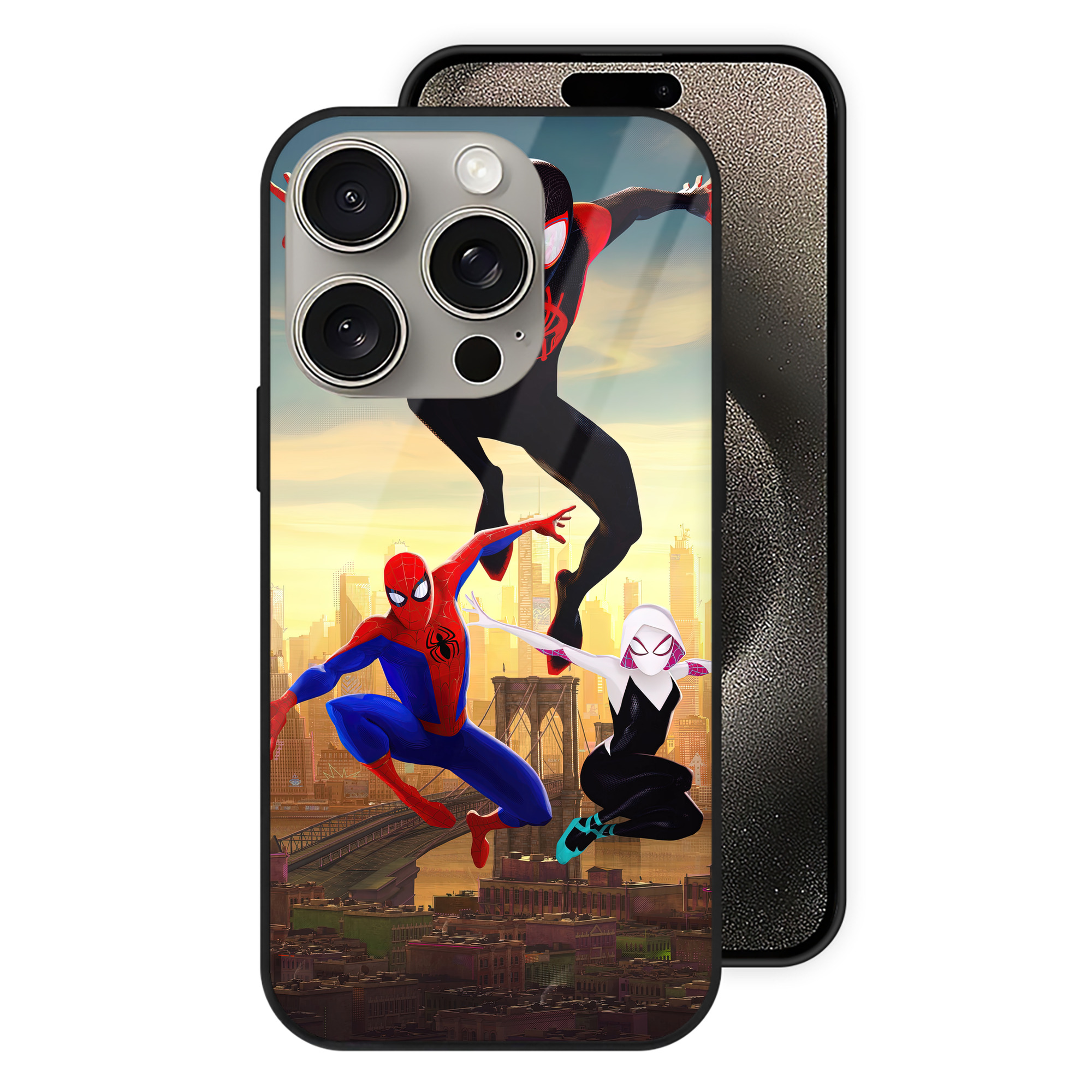 （画像用） Spider Man スパイダーマン 【iPhone15Pro対応】スマホケース 耐衝撃＆黄変防止 背面ガラス
