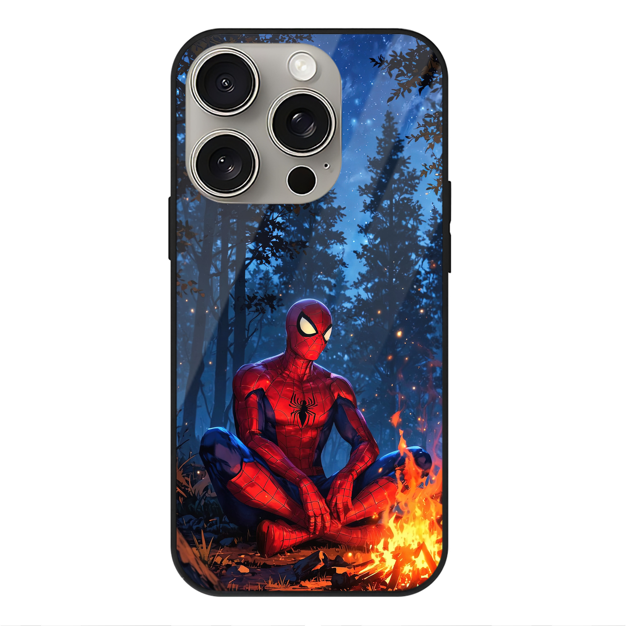 Spider Man スパイダーマン 【iPhone15Pro対応】スマホケース 耐衝撃＆黄変防止 背面ガラス
