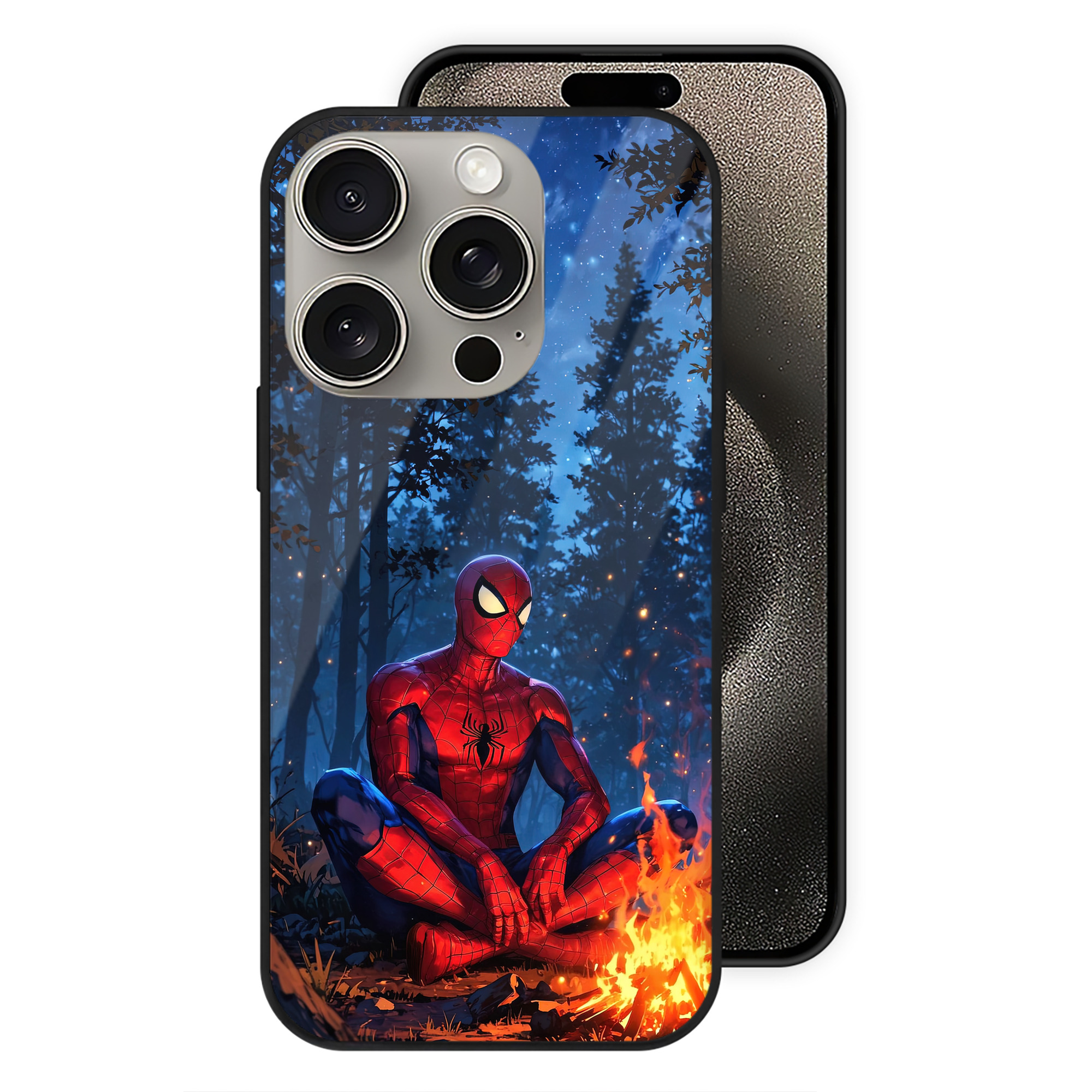 Spider Man スパイダーマン 【iPhone15Pro対応】スマホケース 耐衝撃＆黄変防止 背面ガラス