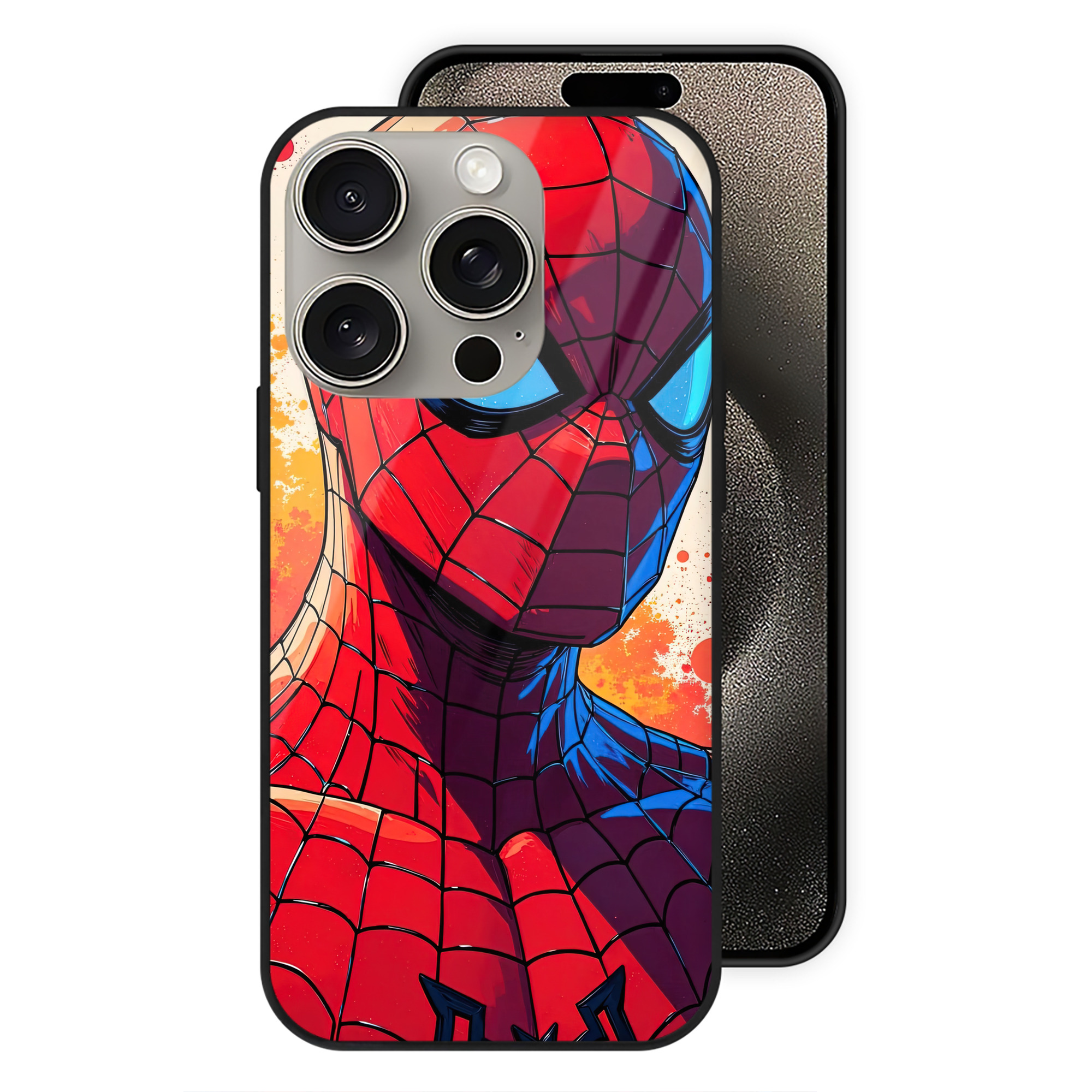 Spider Man スパイダーマン 【iPhone15Pro対応】スマホケース 耐衝撃＆黄変防止 背面ガラス