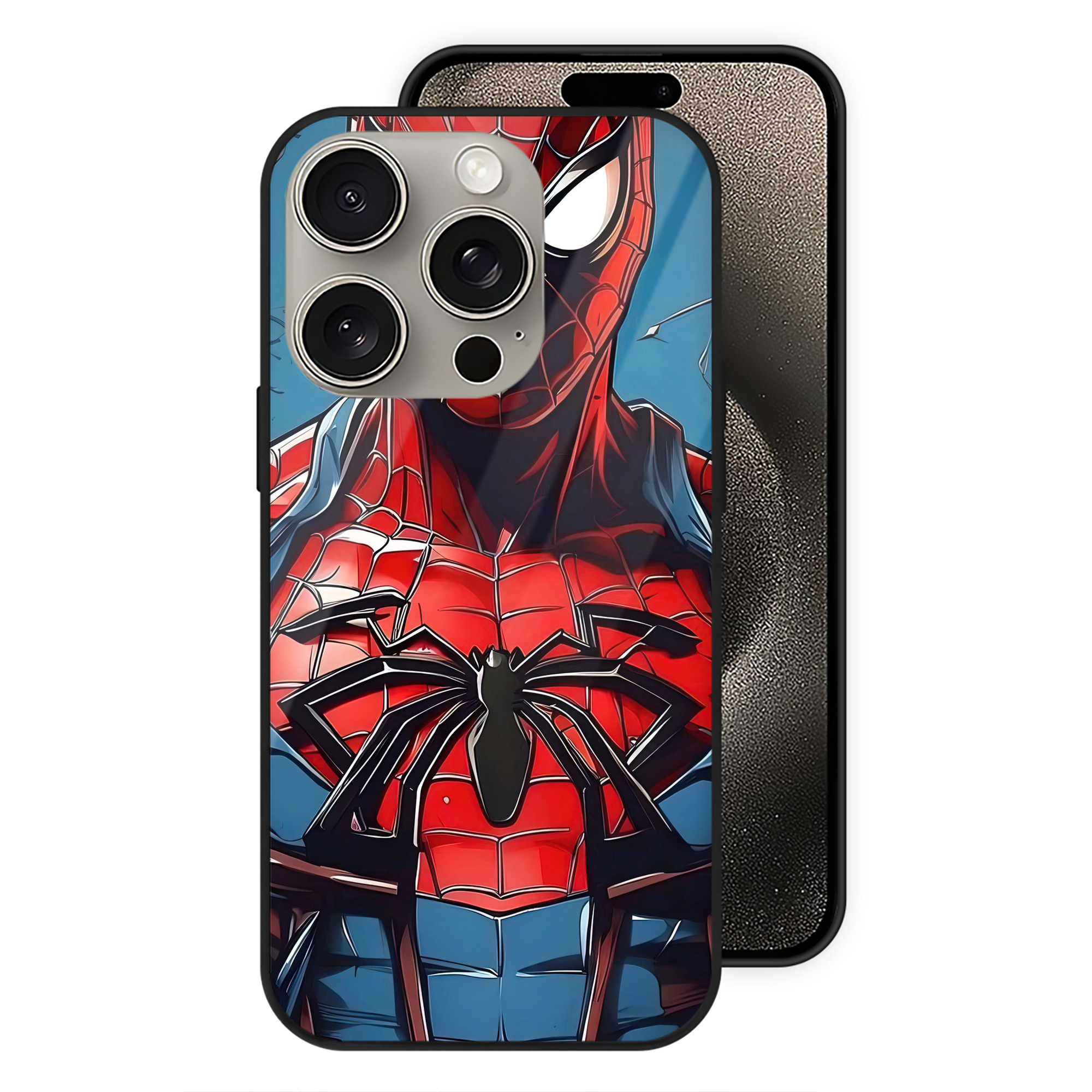 （画像用） Spider Man スパイダーマン 【iPhone15Pro対応】スマホケース 耐衝撃＆黄変防止 背面ガラス