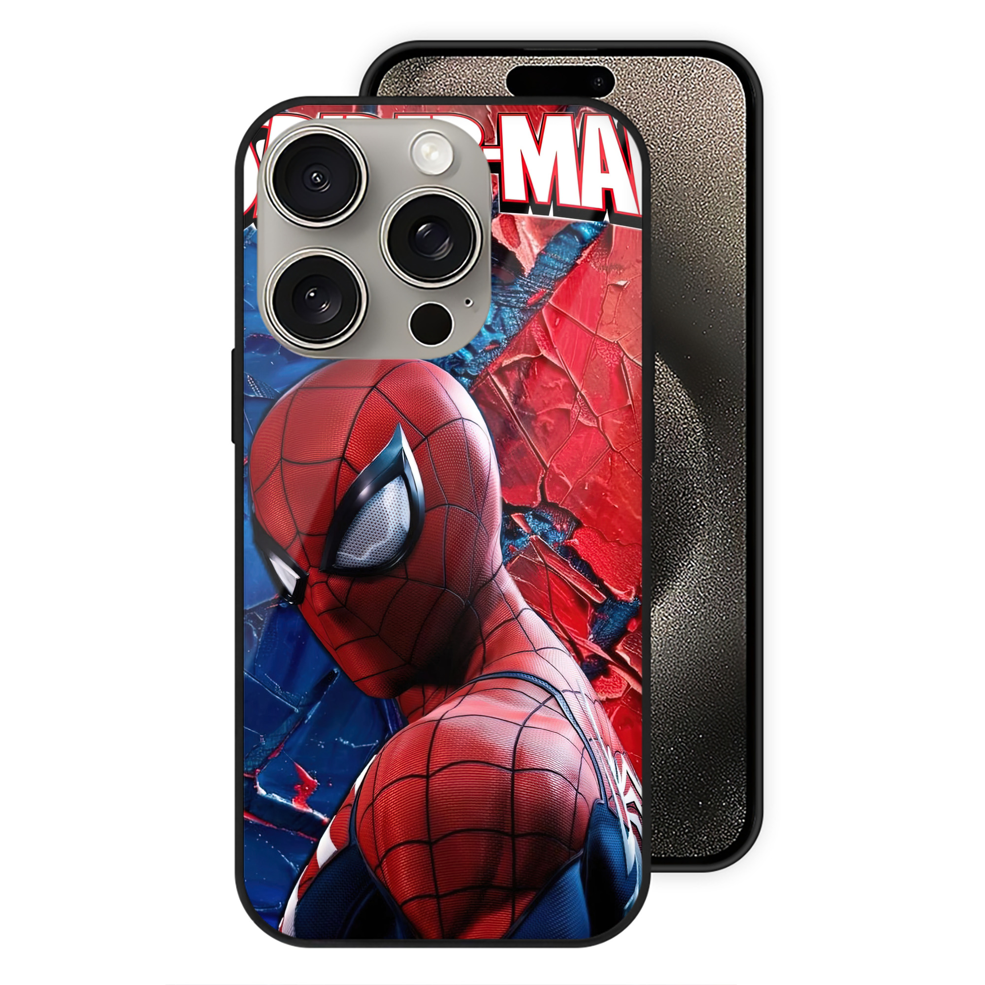 Spider Man スパイダーマン 【iPhone15Pro対応】スマホケース 耐衝撃＆黄変防止 背面ガラス