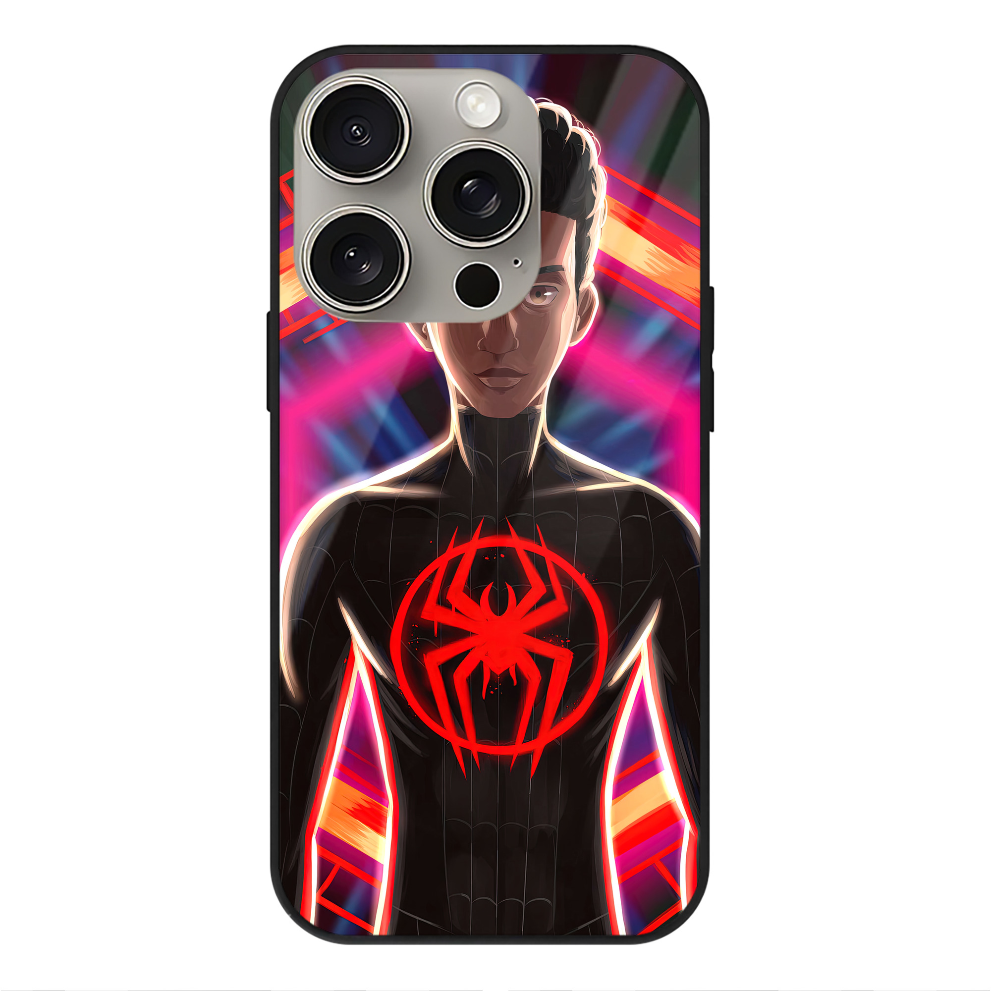 （画像用） Spider Man スパイダーマン 【iPhone15Pro対応】スマホケース 耐衝撃＆黄変防止 背面ガラス