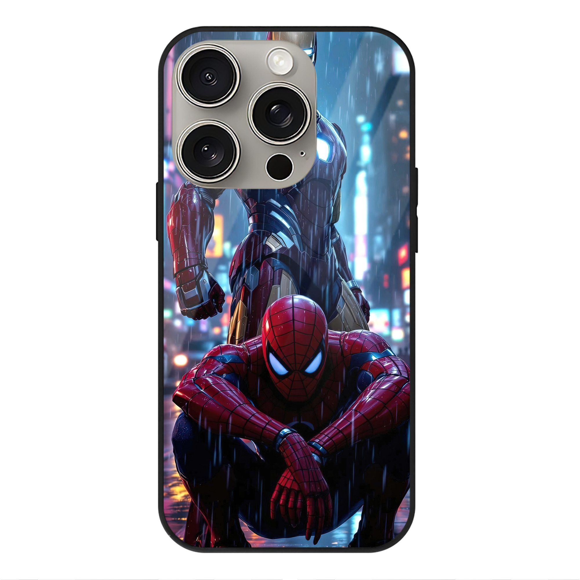 Spider Man スパイダーマン 【iPhone15Pro対応】スマホケース 耐衝撃＆黄変防止 背面ガラス