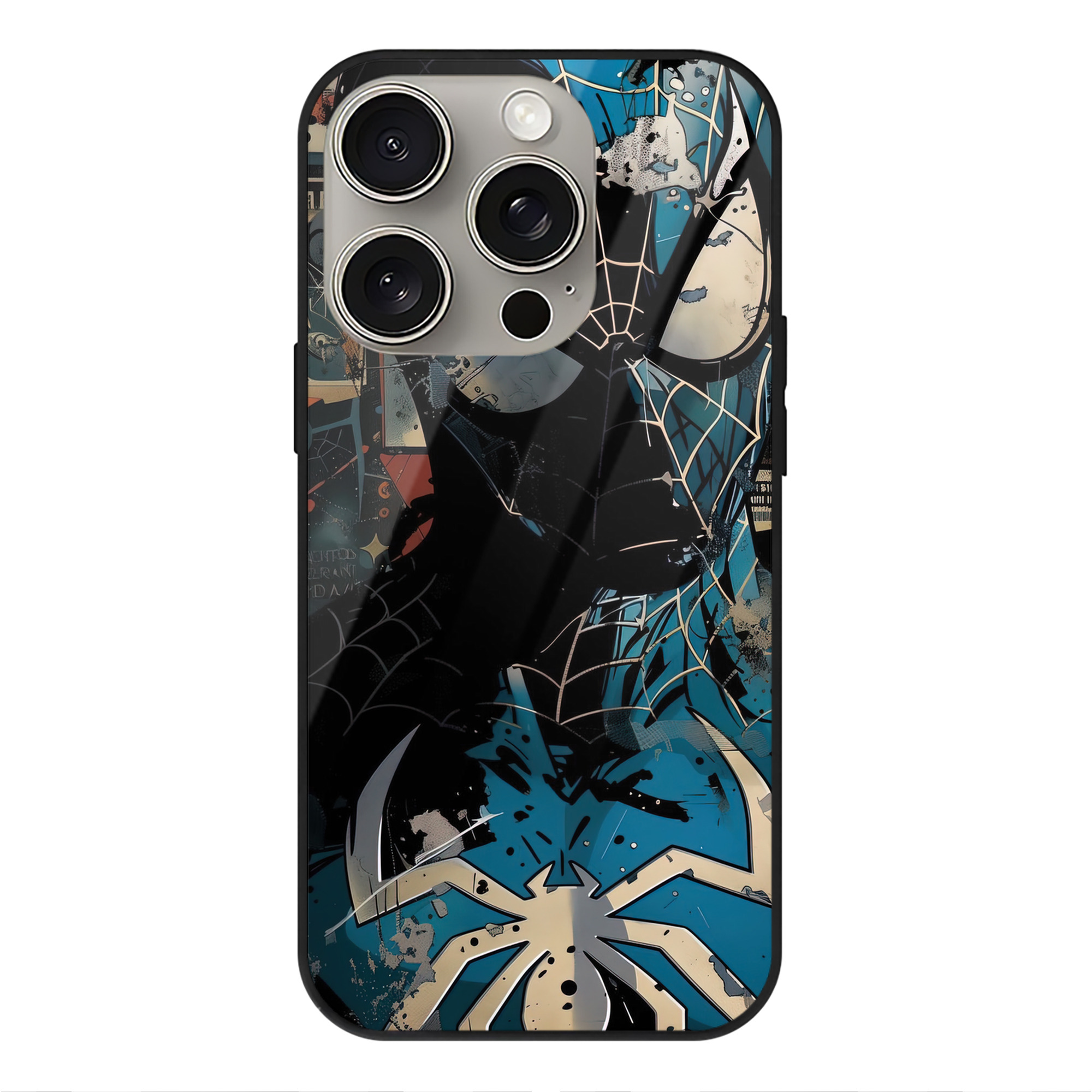 （画像用） Spider Man スパイダーマン 【iPhone15Pro対応】スマホケース 耐衝撃＆黄変防止 背面ガラス