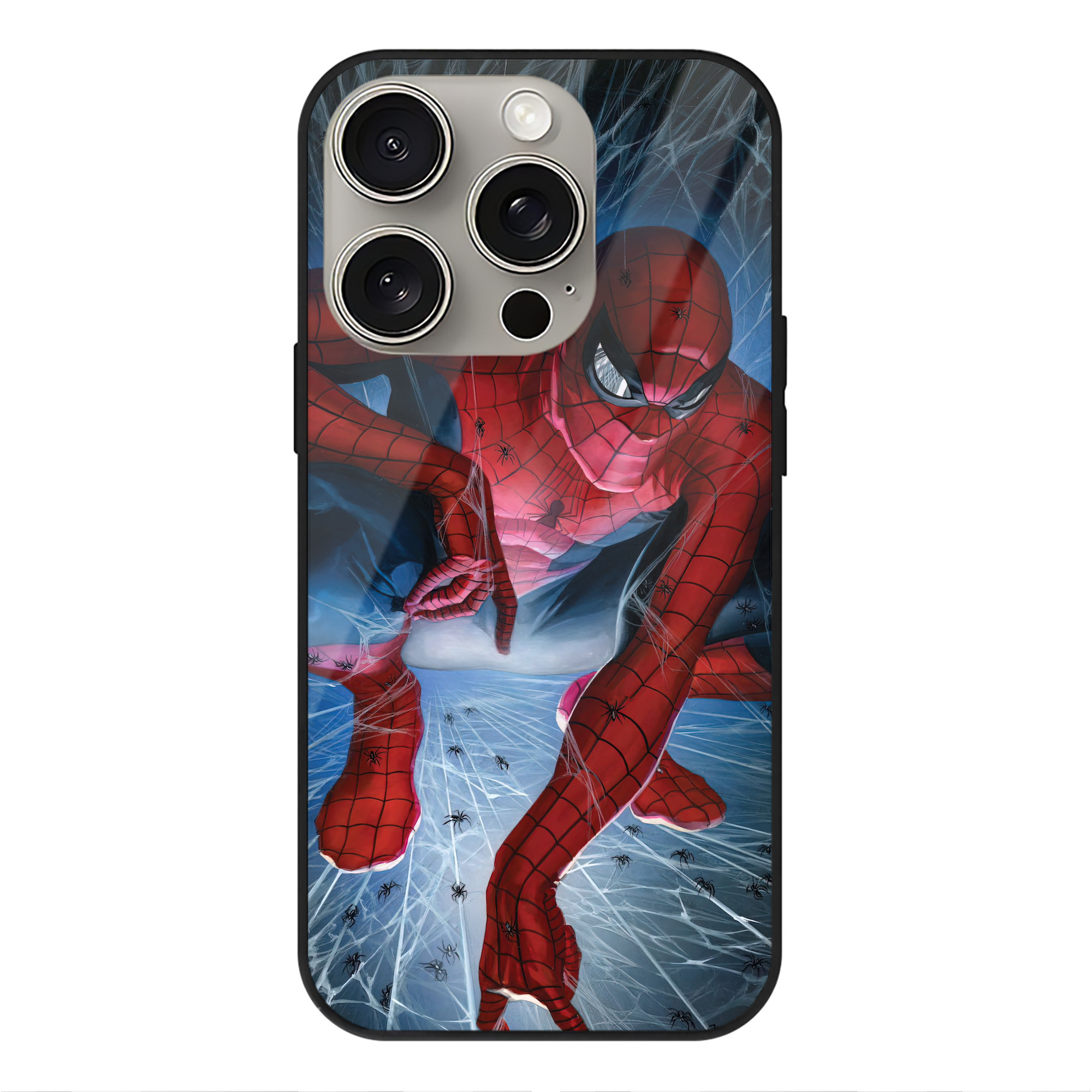（画像用） Spider Man スパイダーマン 【iPhone15Pro対応】スマホケース 耐衝撃＆黄変防止 背面ガラス