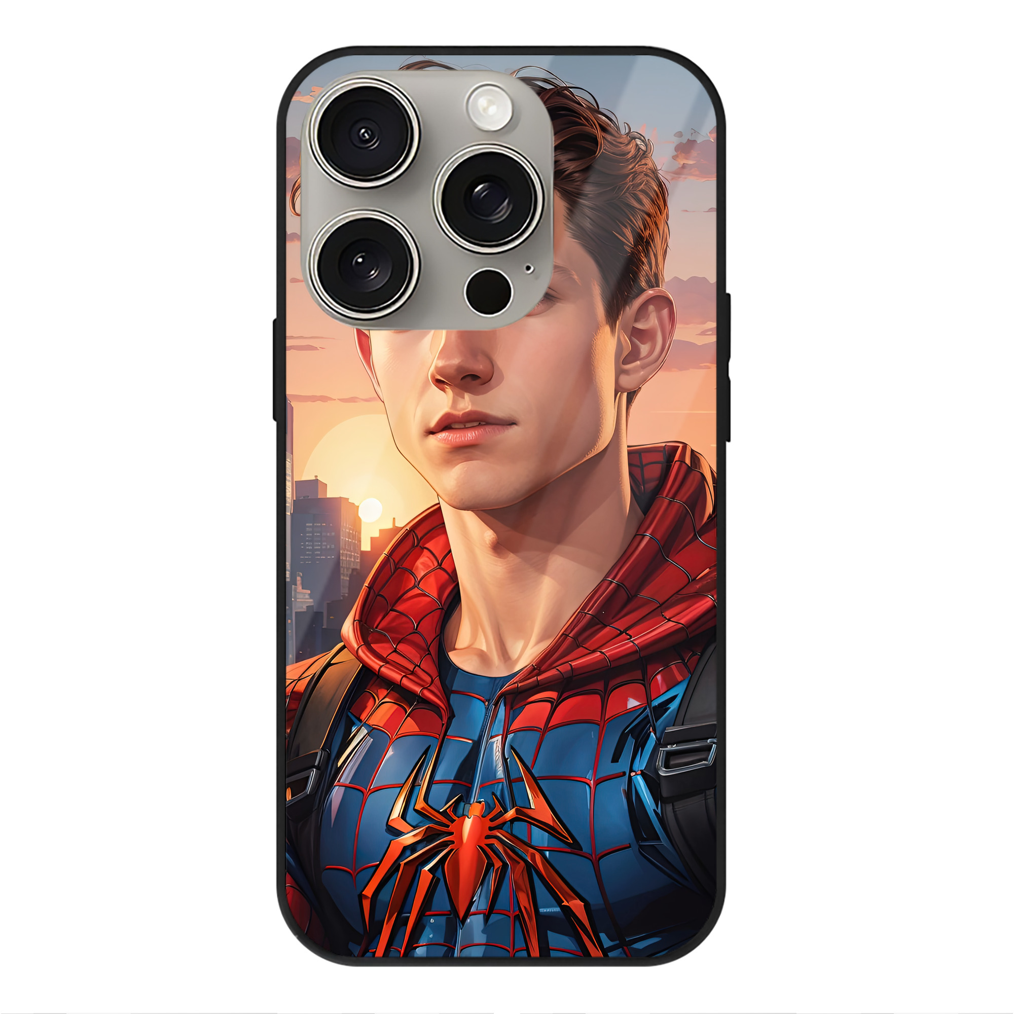 Spider Man スパイダーマン 【iPhone15Pro対応】スマホケース 耐衝撃＆黄変防止 背面ガラス