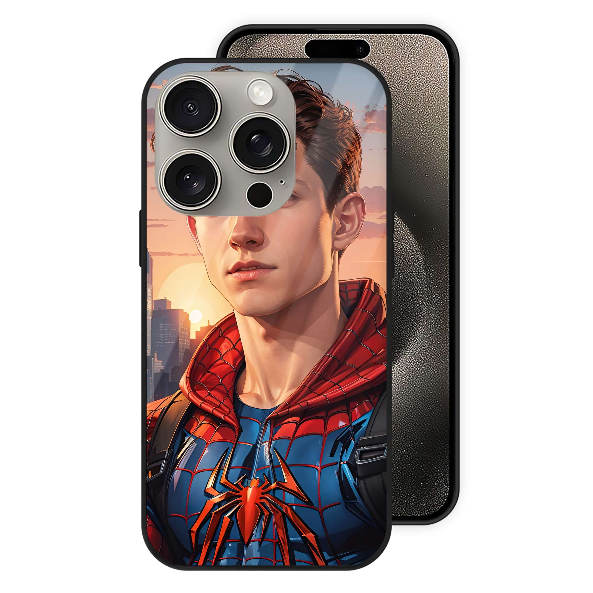 Spider Man スパイダーマン 【iPhone15Pro対応】スマホケース 耐衝撃＆黄変防止 背面ガラス