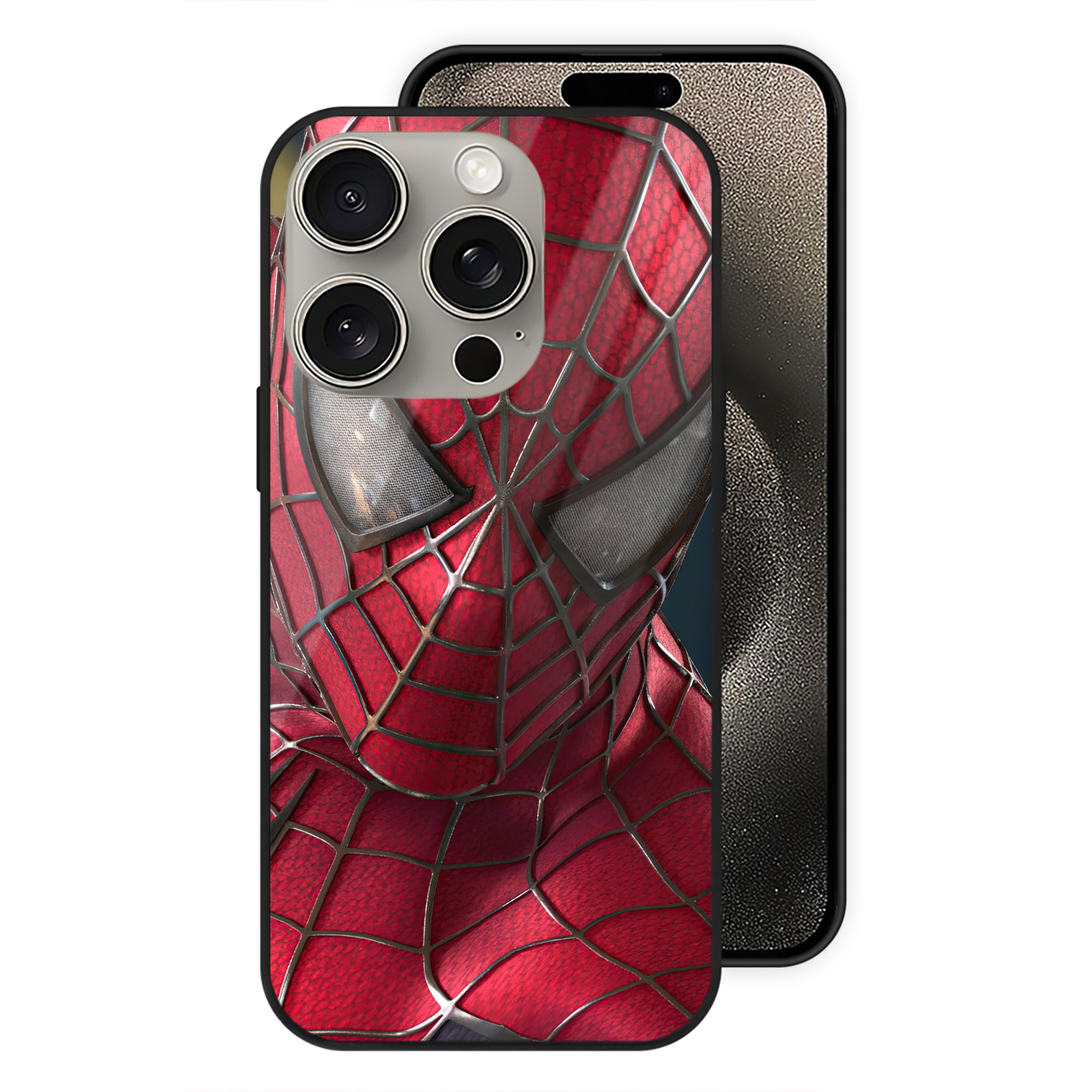 Spider Man スパイダーマン 【iPhone15Pro対応】スマホケース 耐衝撃＆黄変防止 背面ガラス