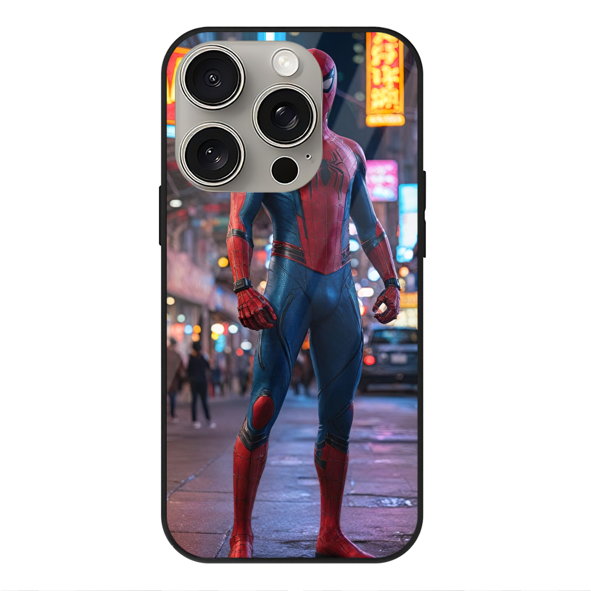（画像用） Spider Man スパイダーマン 【iPhone15Pro対応】スマホケース 耐衝撃＆黄変防止 背面ガラス