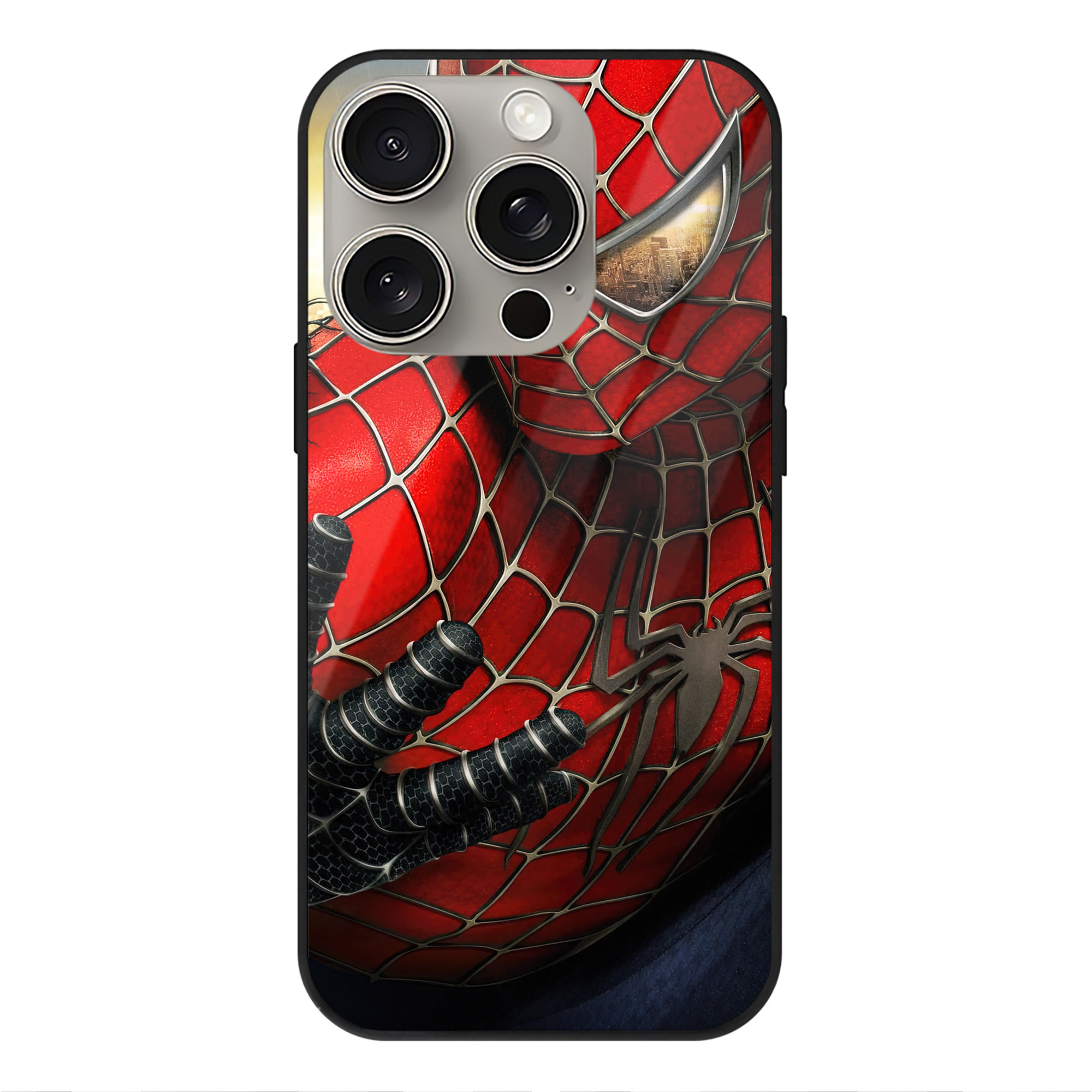 Spider Man スパイダーマン 【iPhone15Pro対応】スマホケース 耐衝撃＆黄変防止 背面ガラス