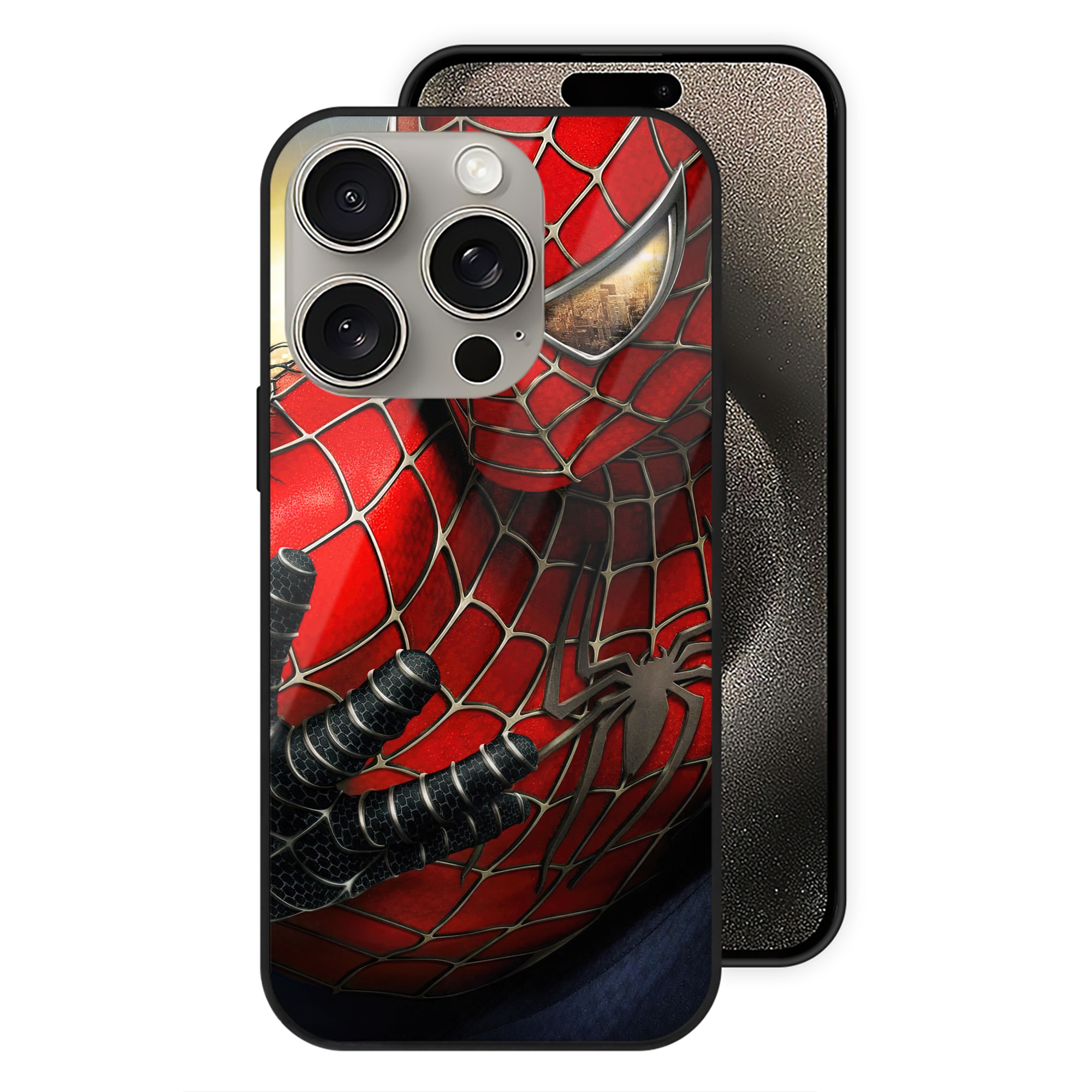 Spider Man スパイダーマン 【iPhone15Pro対応】スマホケース 耐衝撃＆黄変防止 背面ガラス