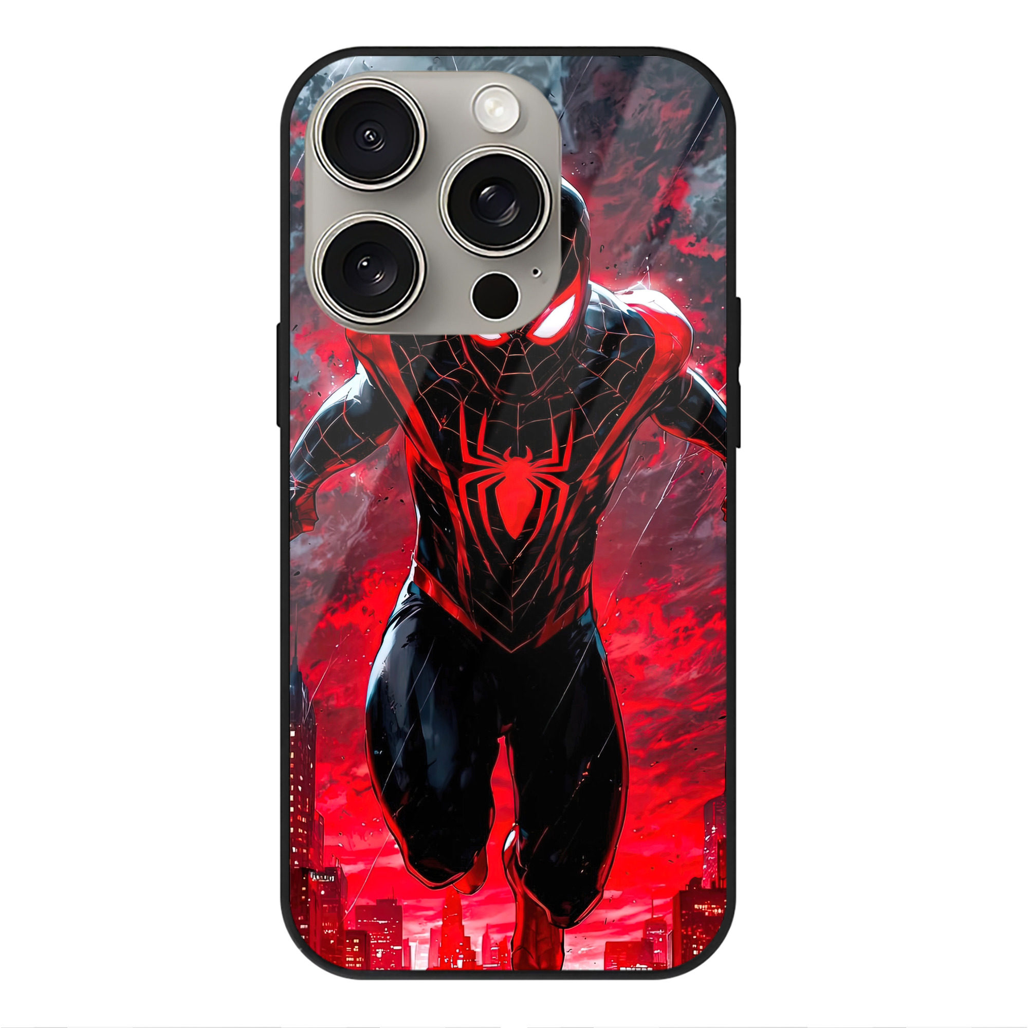 （画像用） Spider Man スパイダーマン 【iPhone15Pro対応】スマホケース 耐衝撃＆黄変防止 背面ガラス