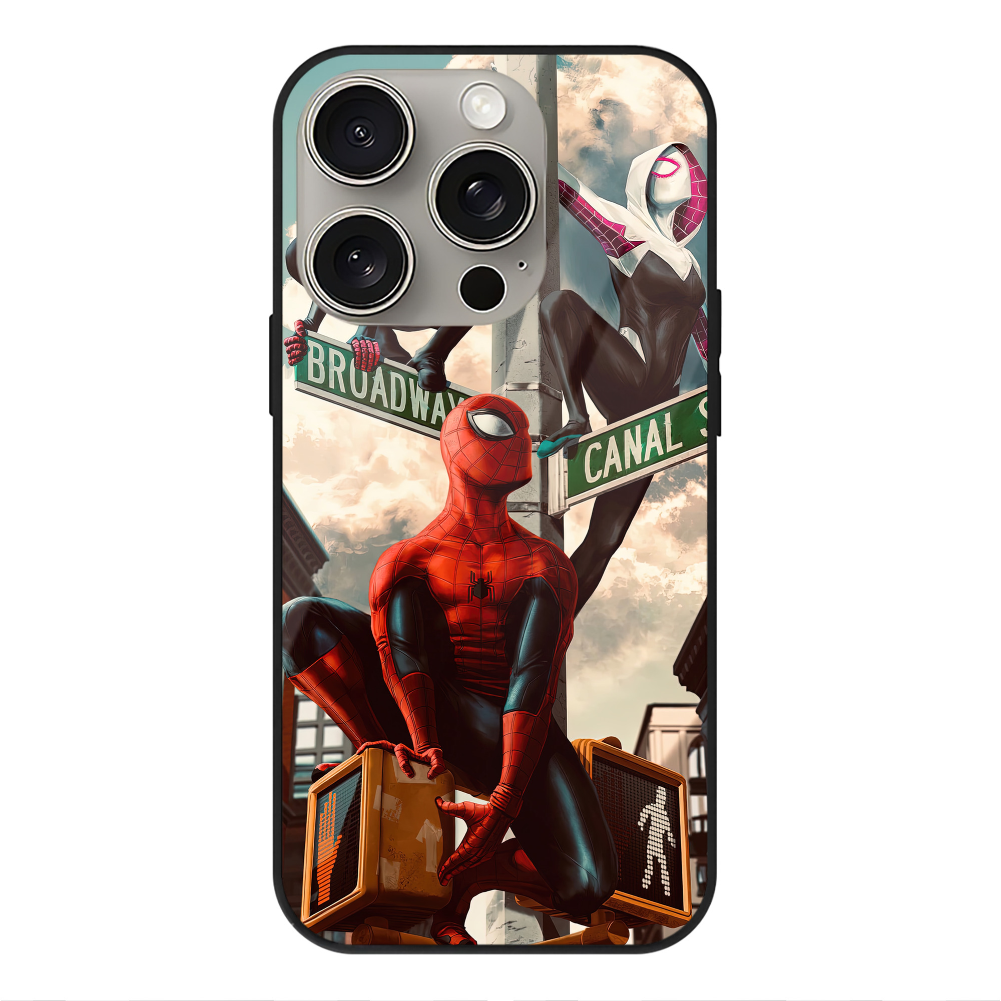 （画像用） Spider Man スパイダーマン 【iPhone15Pro対応】スマホケース 耐衝撃＆黄変防止 背面ガラス