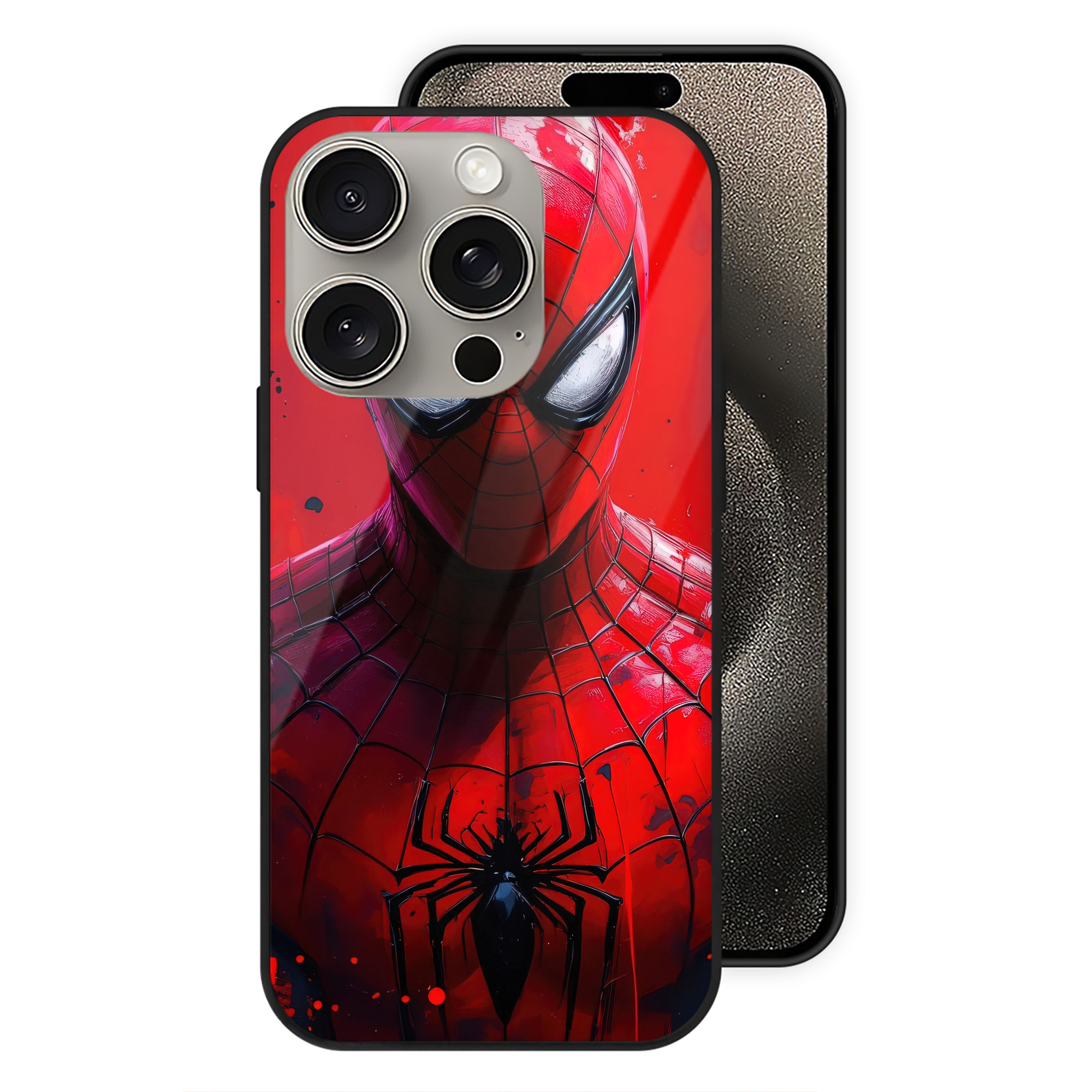 Spider Man スパイダーマン 【iPhone15Pro対応】スマホケース 耐衝撃＆黄変防止 背面ガラス