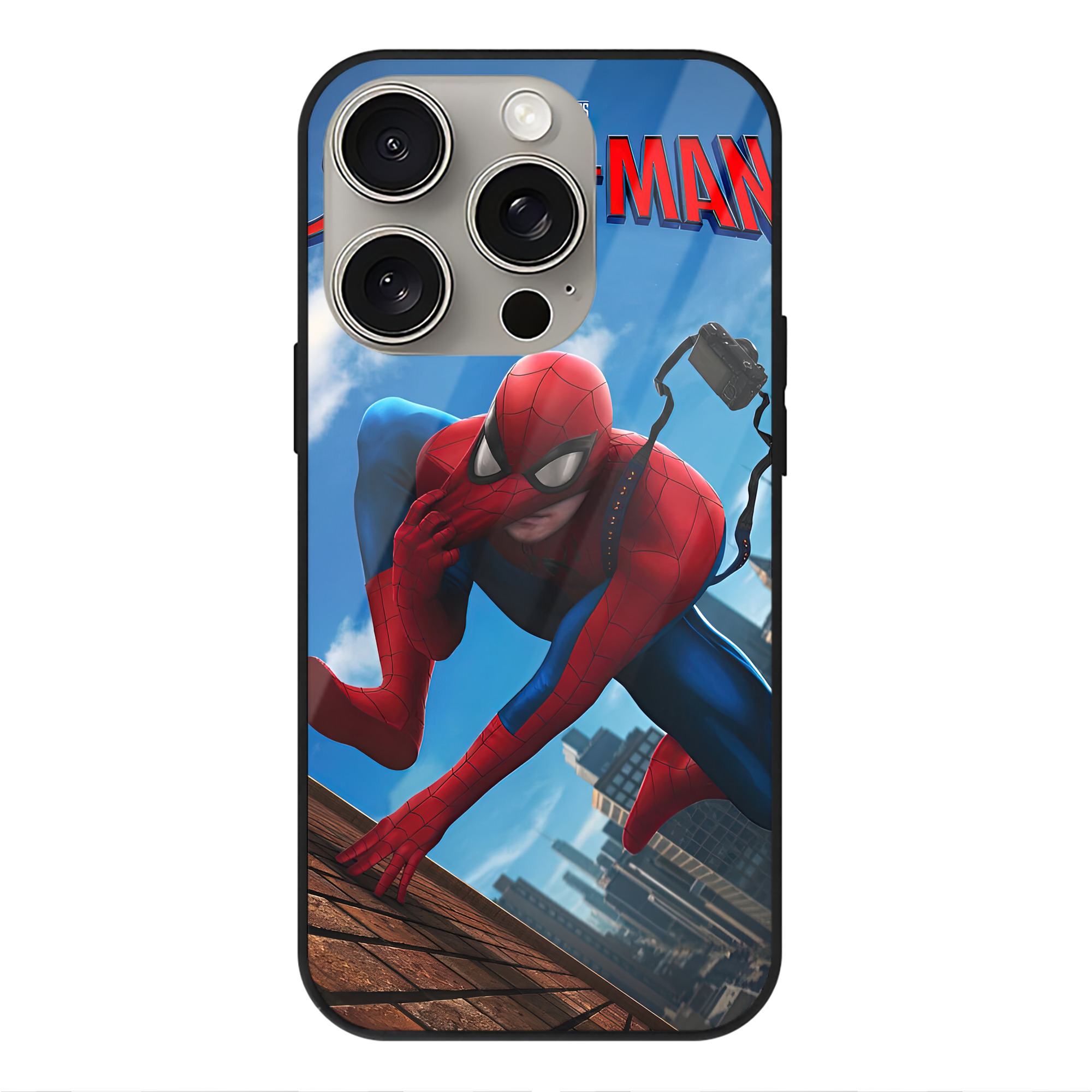 （画像用） Spider Man スパイダーマン 【iPhone15Pro対応】スマホケース 耐衝撃＆黄変防止 背面ガラス