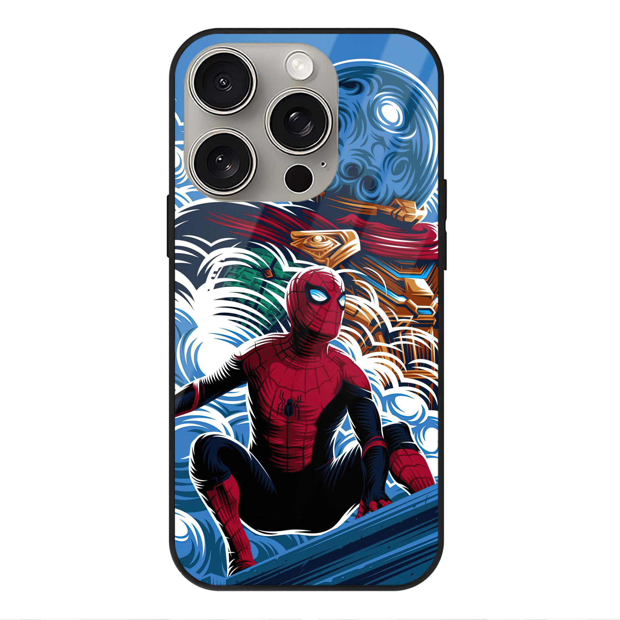 Spider Man スパイダーマン 【iPhone15Pro対応】スマホケース 耐衝撃＆黄変防止 背面ガラス