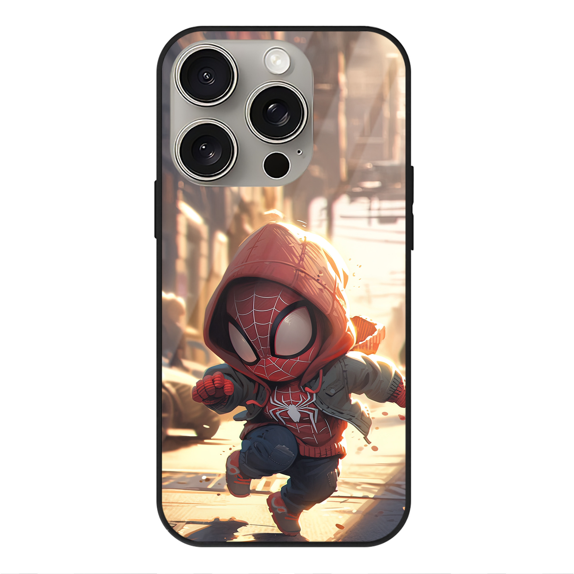 （画像用） Spider Man スパイダーマン 【iPhone15Pro対応】スマホケース 耐衝撃＆黄変防止 背面ガラス