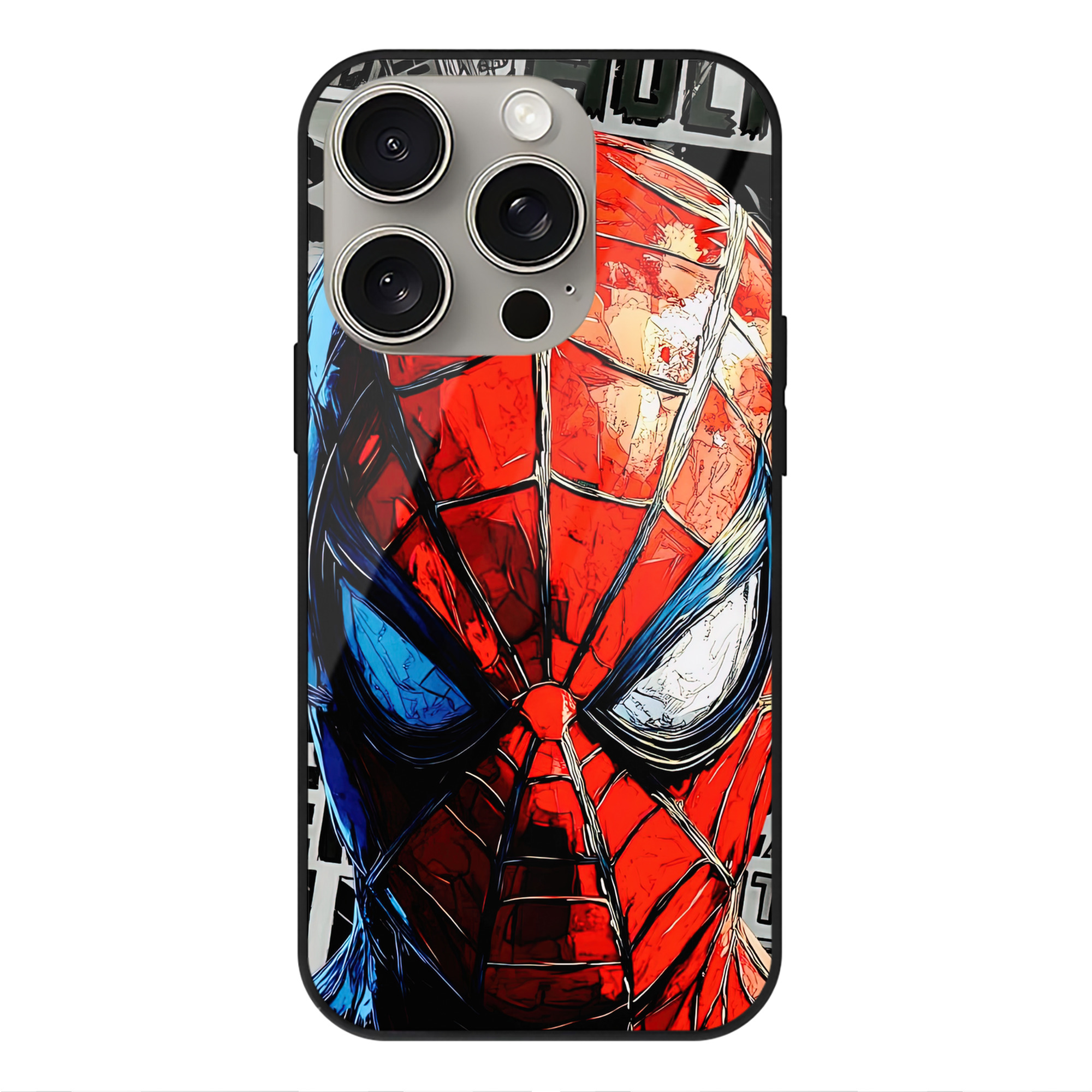（画像用） Spider Man スパイダーマン 【iPhone15Pro対応】スマホケース 耐衝撃＆黄変防止 背面ガラス