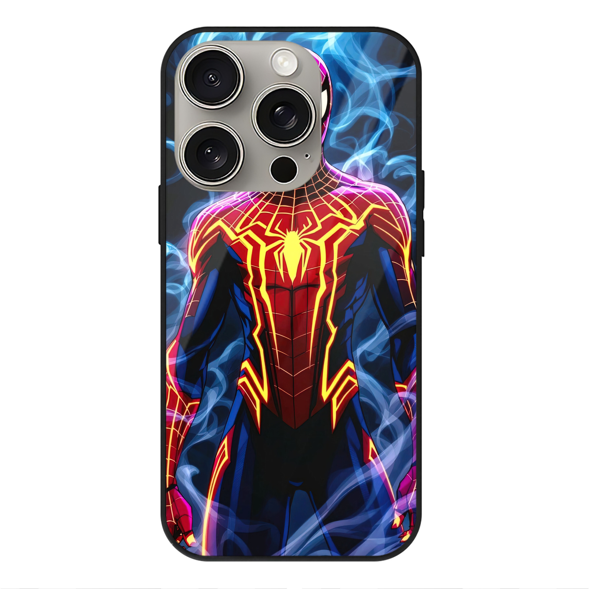 （画像用） Spider Man スパイダーマン 【iPhone15Pro対応】スマホケース 耐衝撃＆黄変防止 背面ガラス