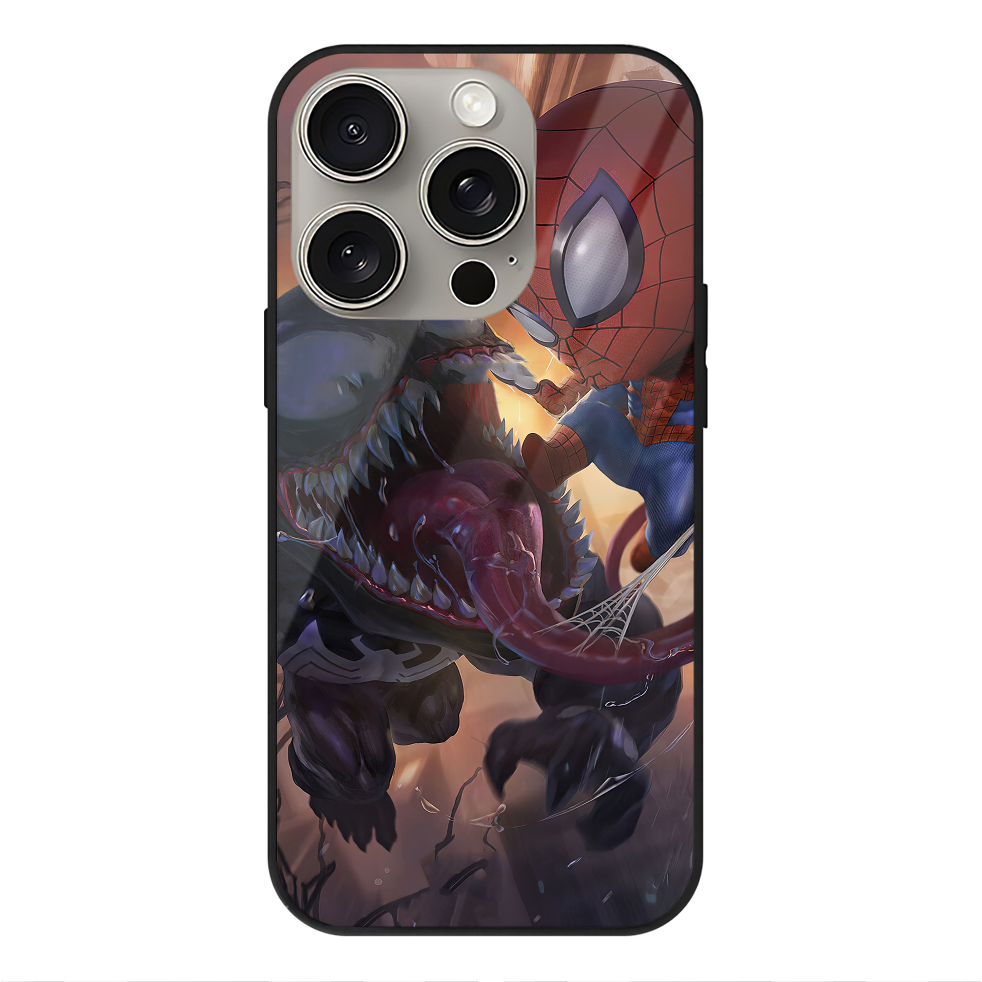 Spider Man スパイダーマン 【iPhone15Pro対応】スマホケース 耐衝撃＆黄変防止 背面ガラス