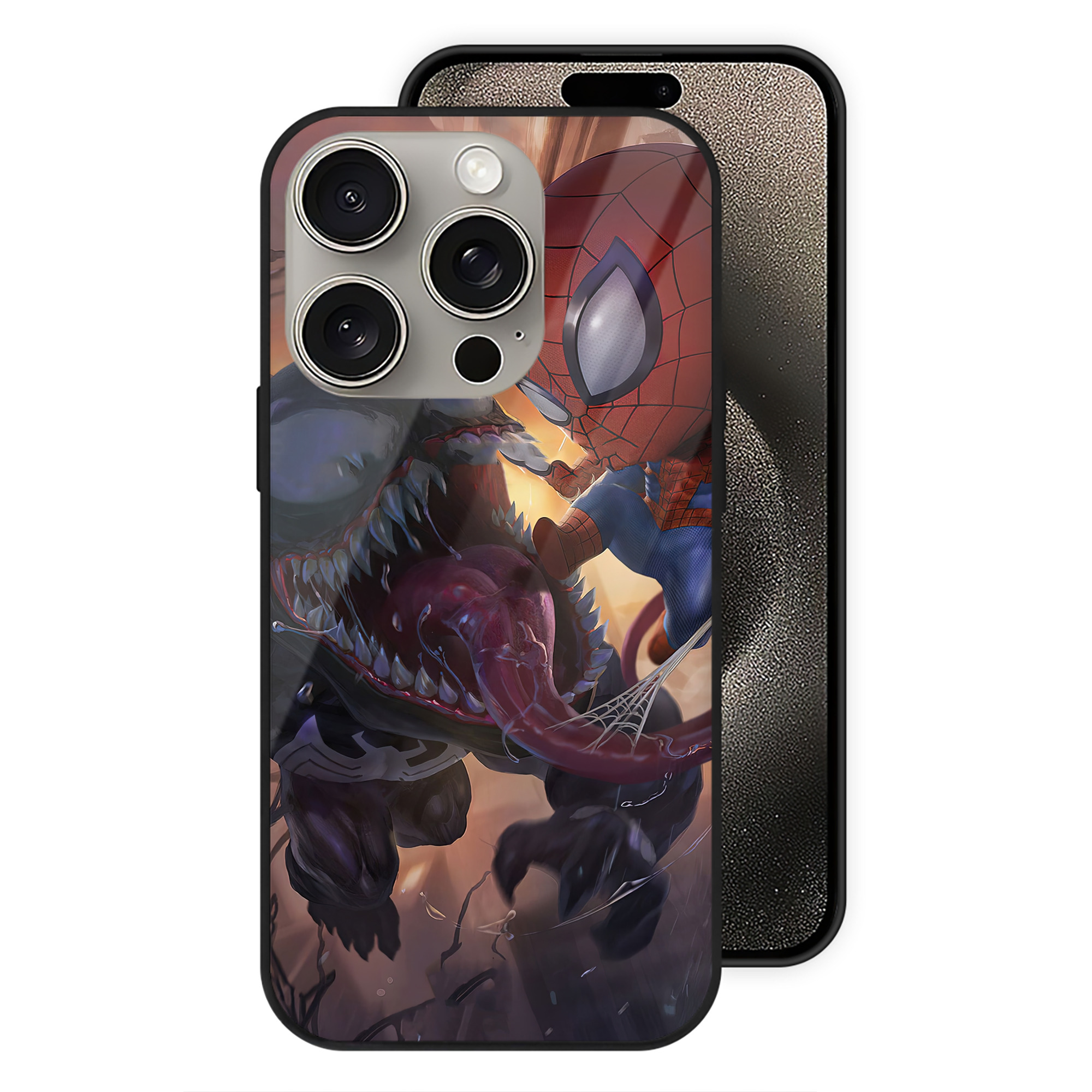 Spider Man スパイダーマン 【iPhone15Pro対応】スマホケース 耐衝撃＆黄変防止 背面ガラス