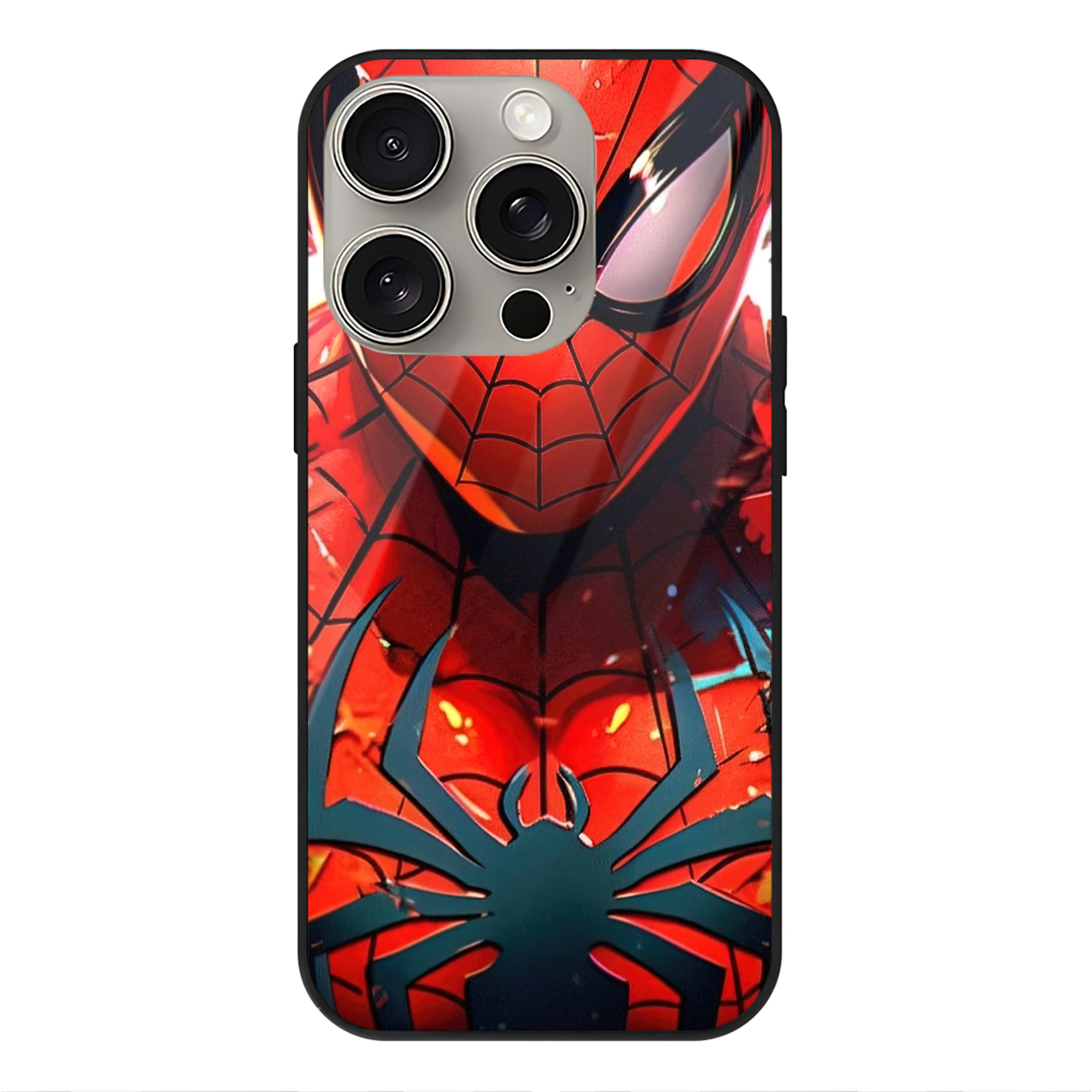 （画像用） Spider Man スパイダーマン 【iPhone15Pro対応】スマホケース 耐衝撃＆黄変防止 背面ガラス