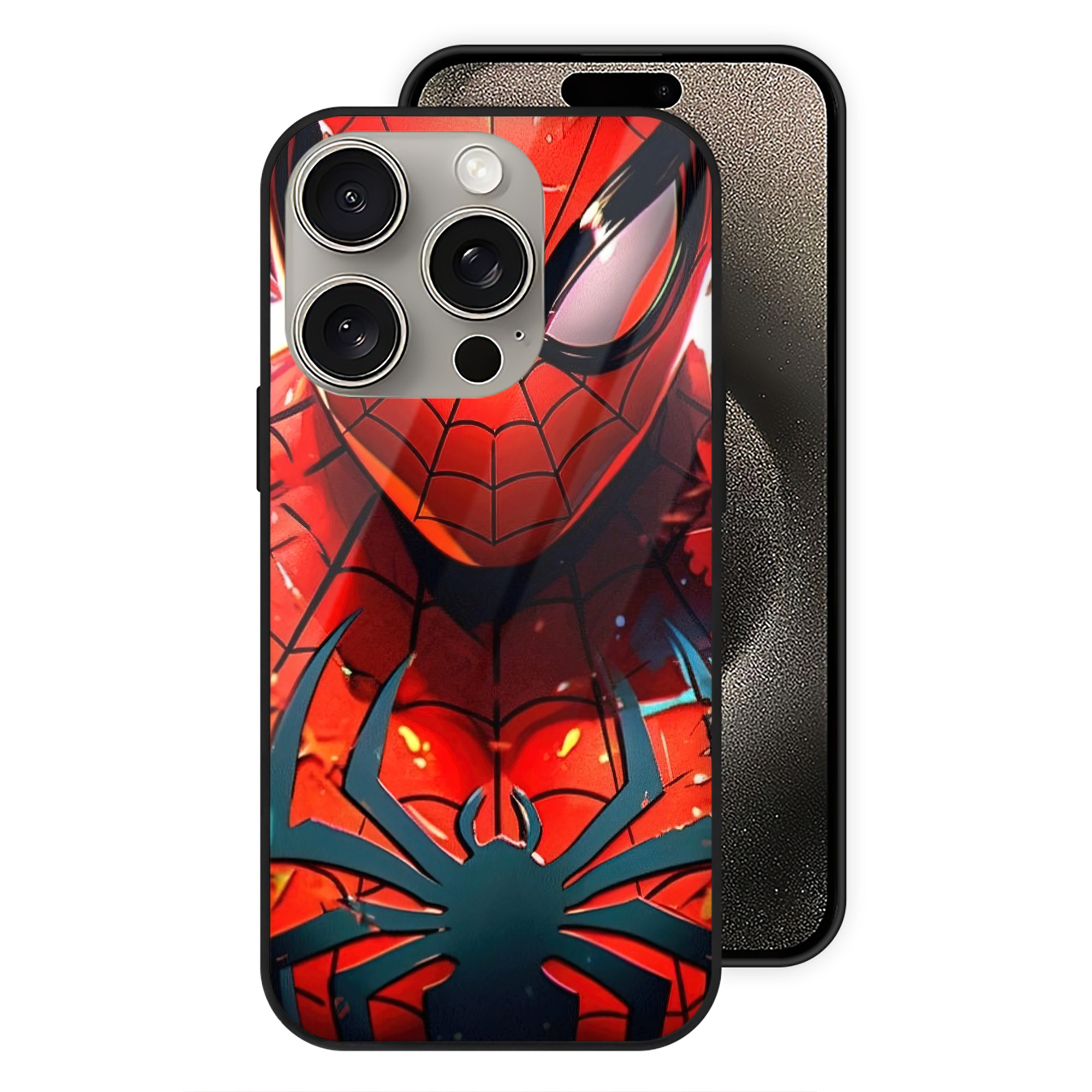 （画像用） Spider Man スパイダーマン 【iPhone15Pro対応】スマホケース 耐衝撃＆黄変防止 背面ガラス