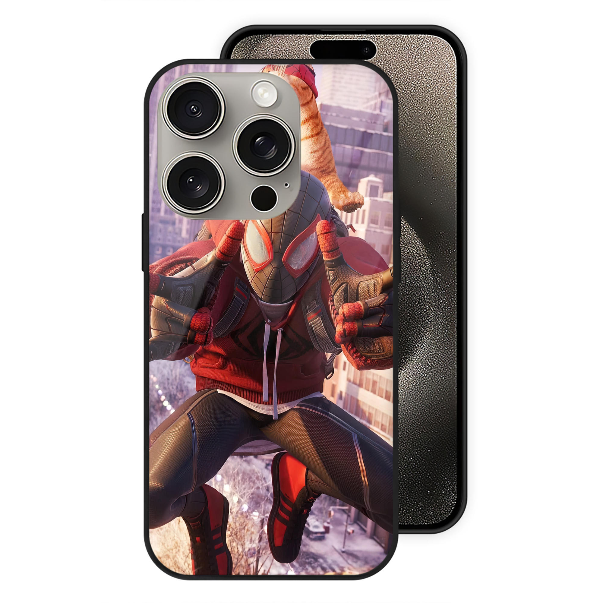 （画像用） Spider Man スパイダーマン 【iPhone15Pro対応】スマホケース 耐衝撃＆黄変防止 背面ガラス