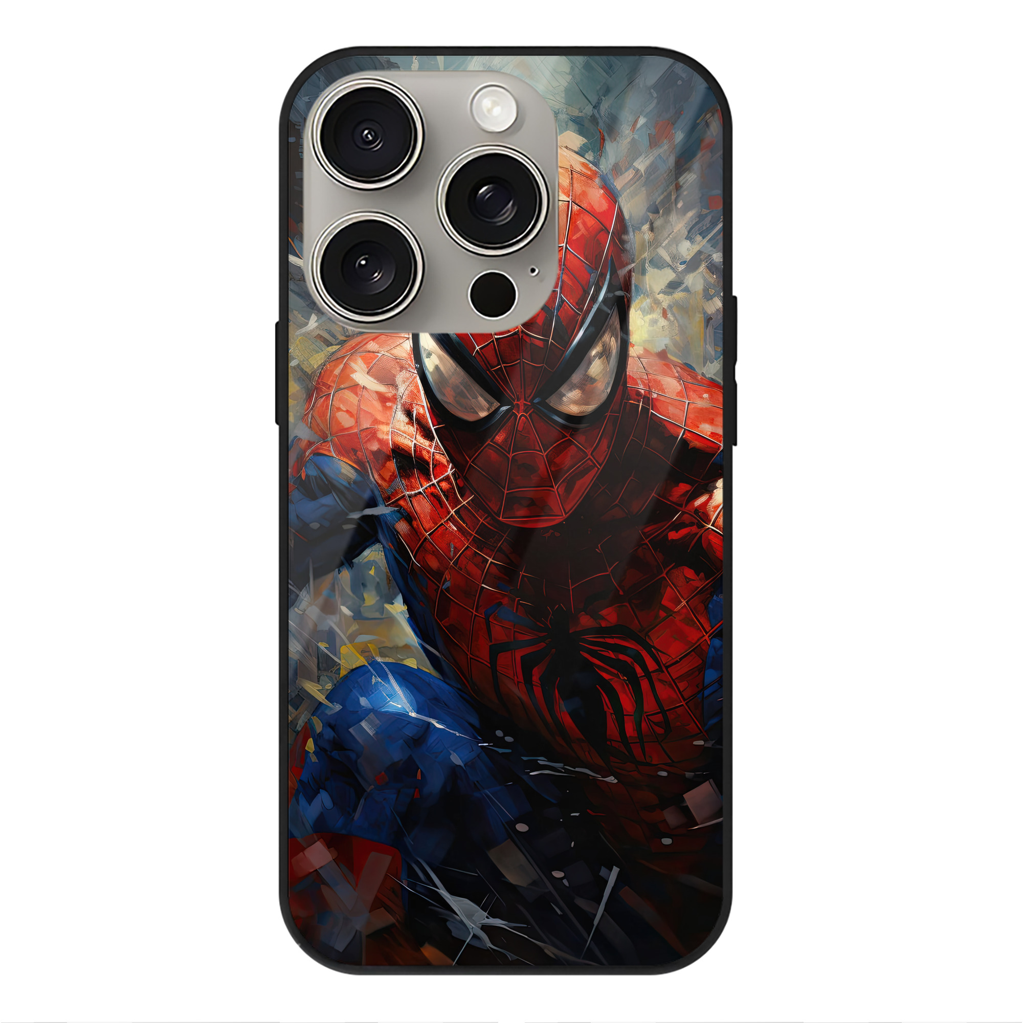 Spider Man スパイダーマン 【iPhone15Pro対応】スマホケース 耐衝撃＆黄変防止 背面ガラス