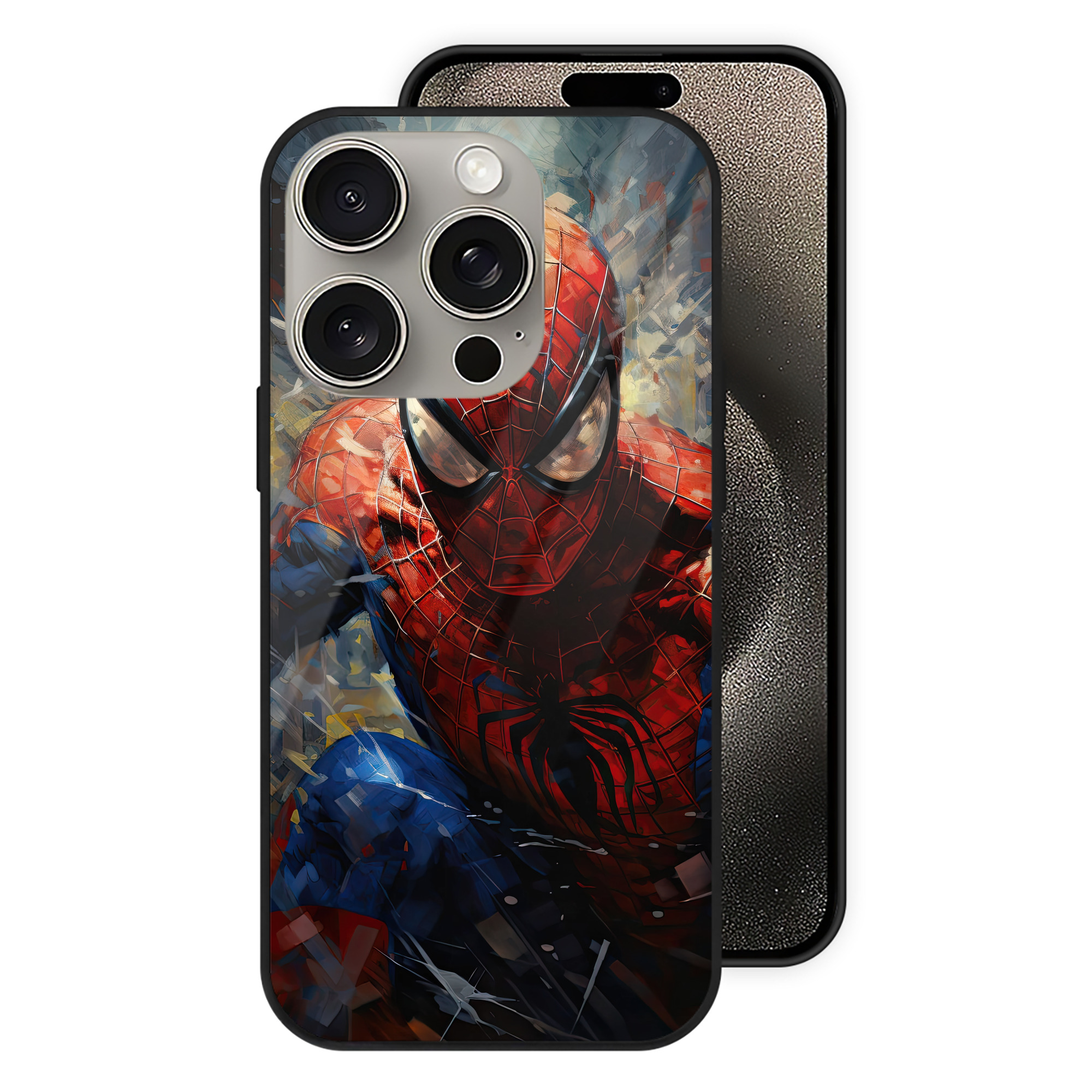 Spider Man スパイダーマン 【iPhone15Pro対応】スマホケース 耐衝撃＆黄変防止 背面ガラス
