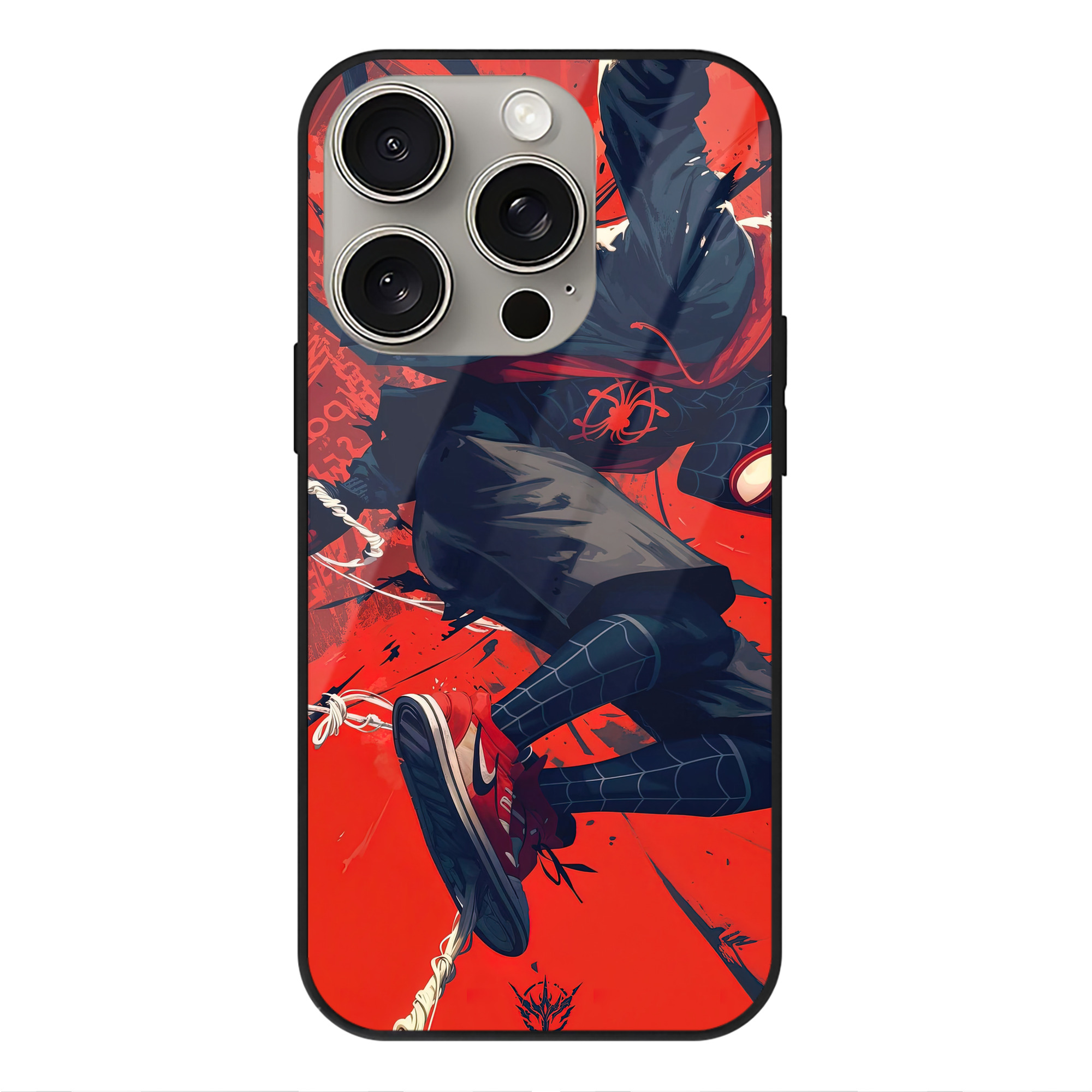 Spider Man スパイダーマン 【iPhone15Pro対応】スマホケース 耐衝撃＆黄変防止 背面ガラス