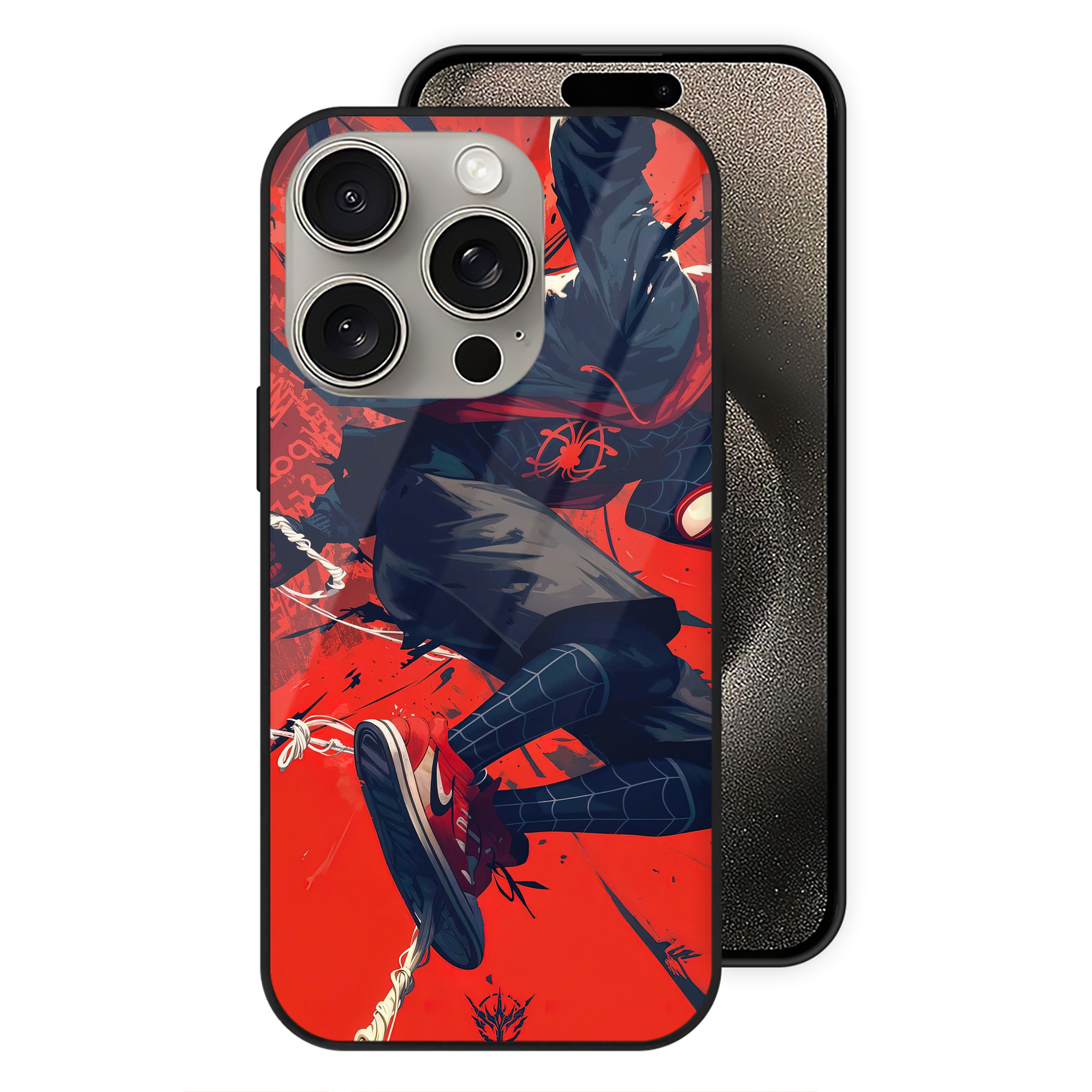 Spider Man スパイダーマン 【iPhone15Pro対応】スマホケース 耐衝撃＆黄変防止 背面ガラス