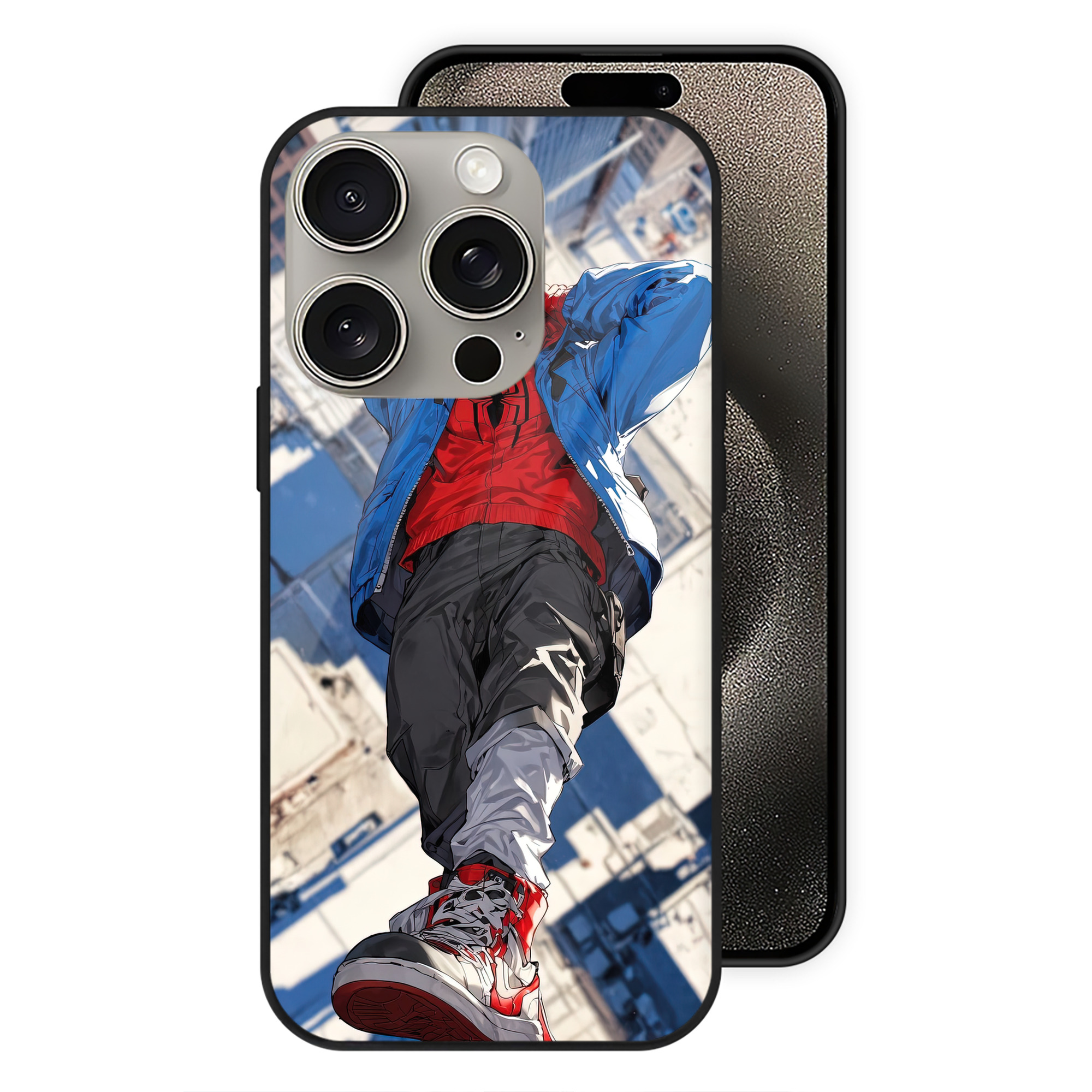 （画像用） Spider Man スパイダーマン 【iPhone15Pro対応】スマホケース 耐衝撃＆黄変防止 背面ガラス