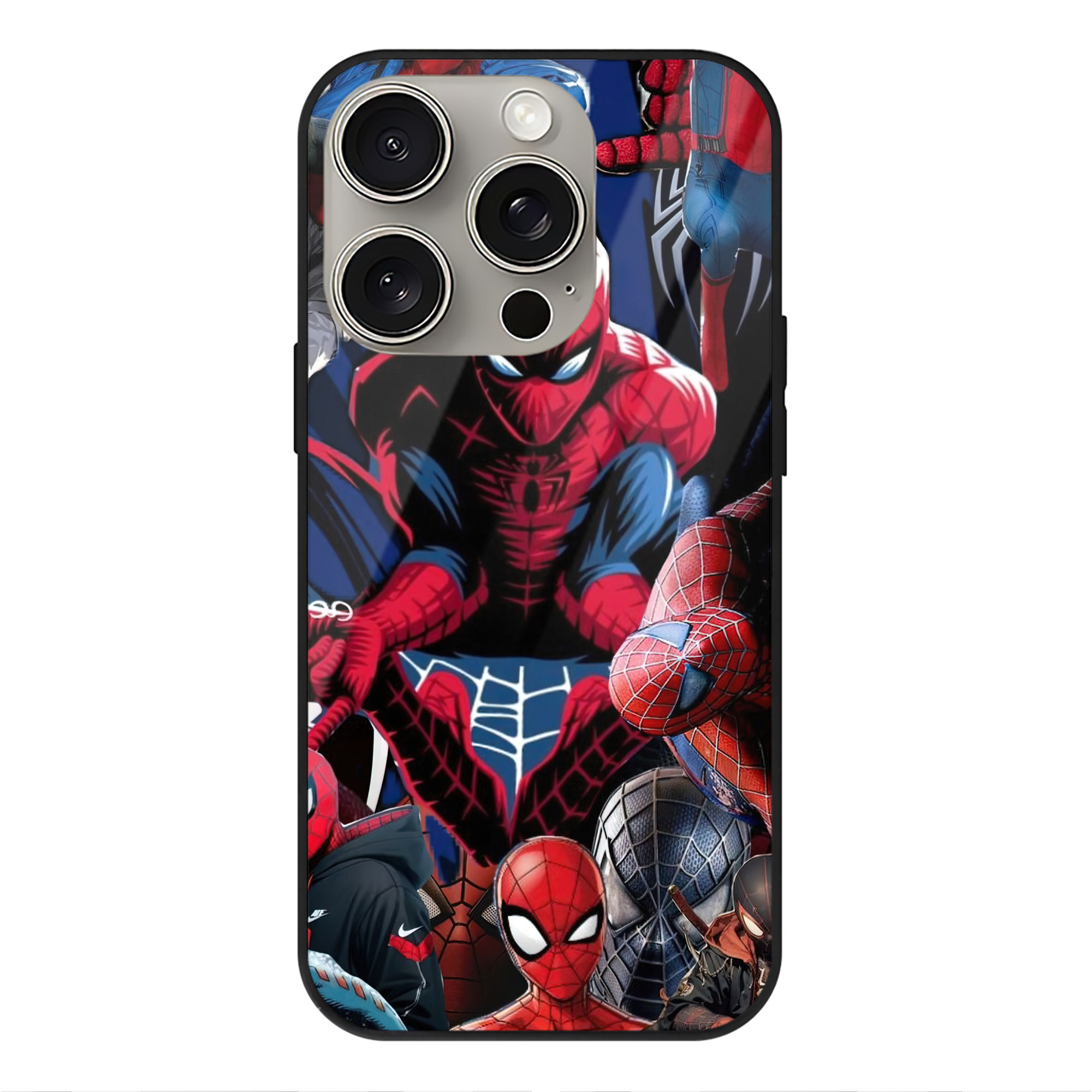 （画像用） Spider Man スパイダーマン 【iPhone15Pro対応】スマホケース 耐衝撃＆黄変防止 背面ガラス