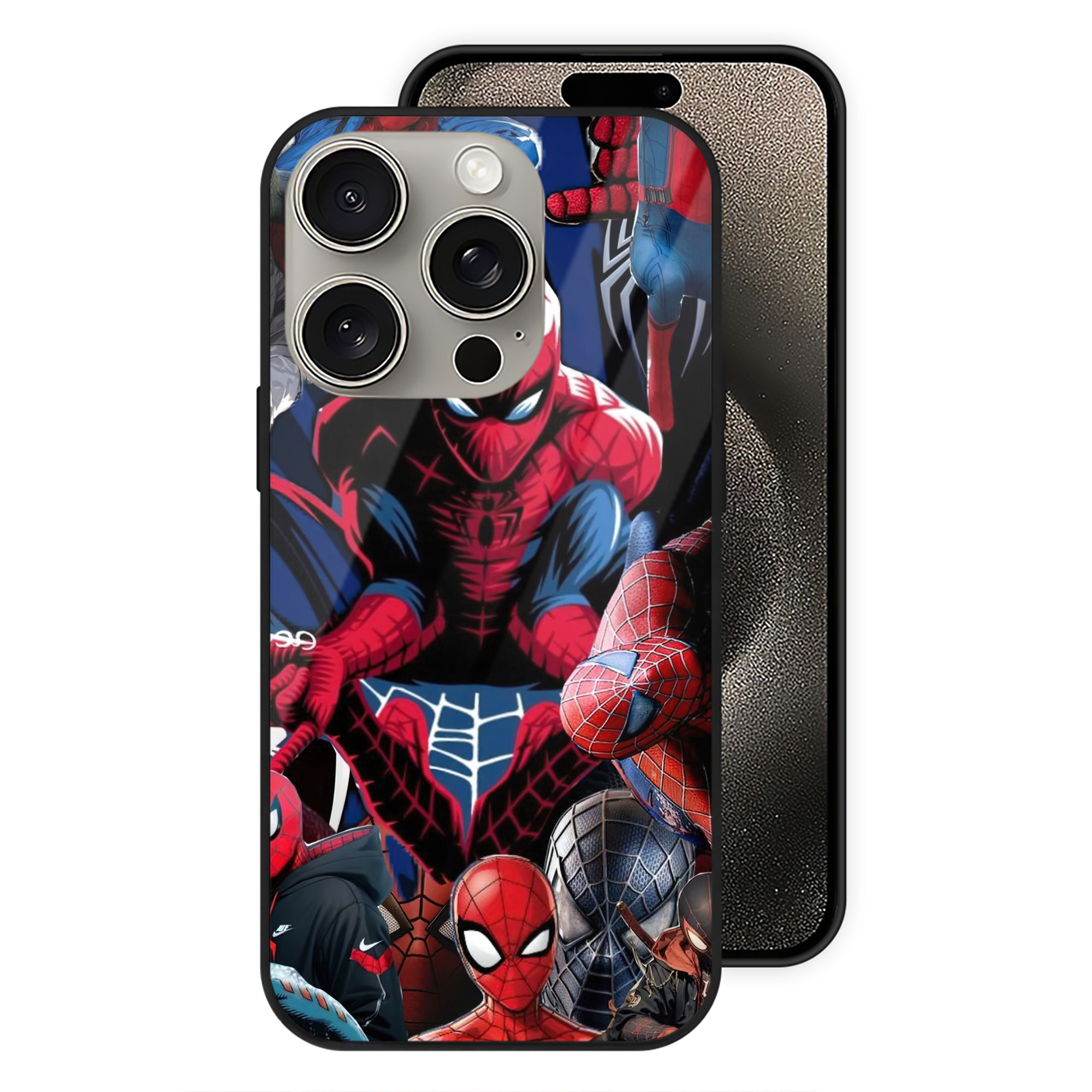 （画像用） Spider Man スパイダーマン 【iPhone15Pro対応】スマホケース 耐衝撃＆黄変防止 背面ガラス
