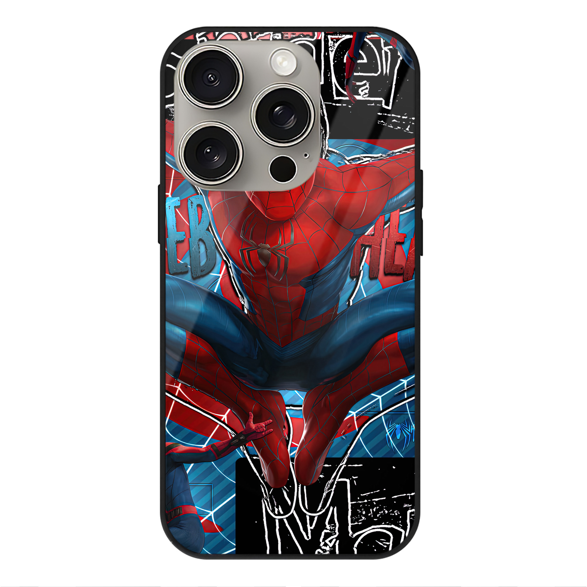 Spider Man スパイダーマン 【iPhone15Pro対応】スマホケース 耐衝撃＆黄変防止 背面ガラス