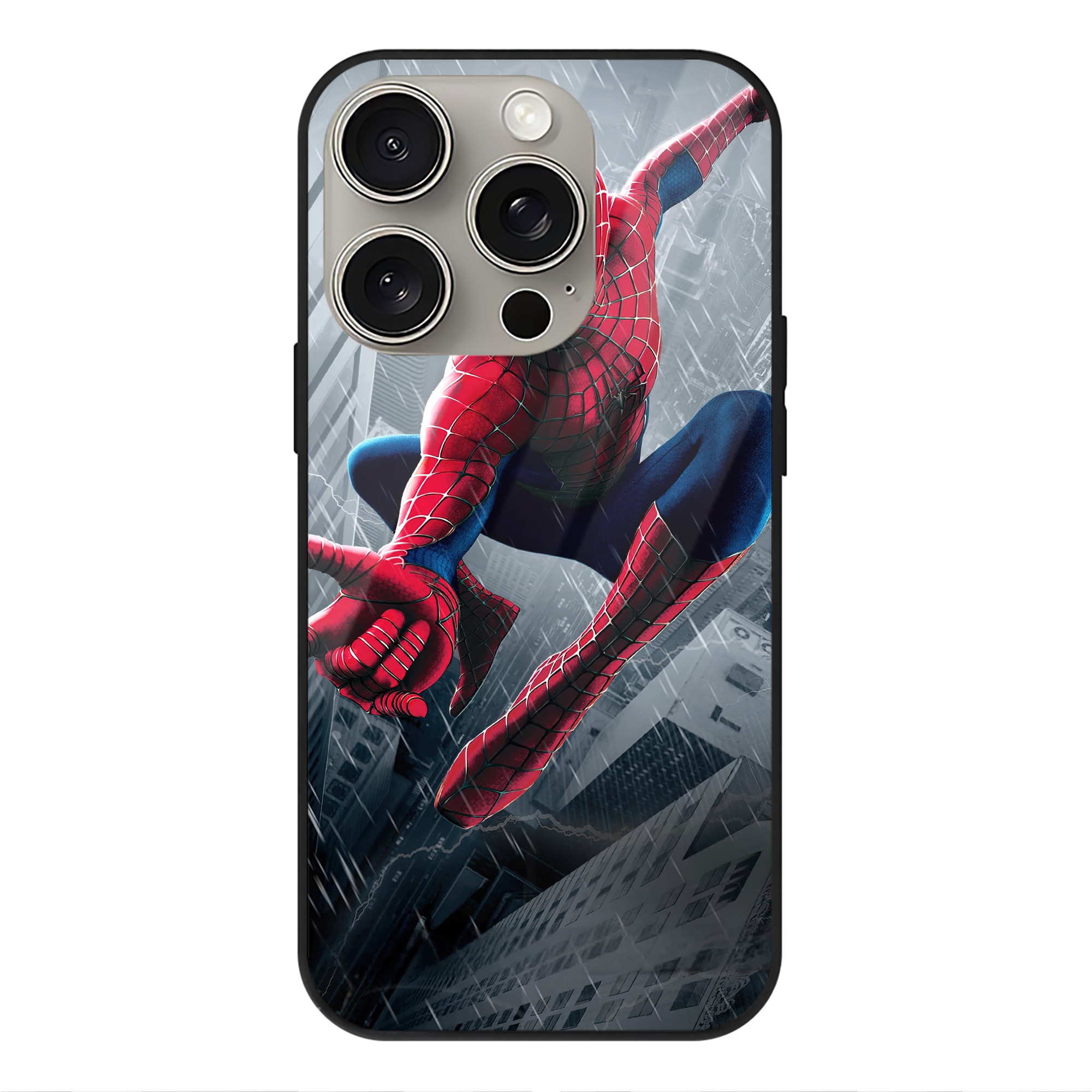 （画像用） Spider Man スパイダーマン 【iPhone15Pro対応】スマホケース 耐衝撃＆黄変防止 背面ガラス