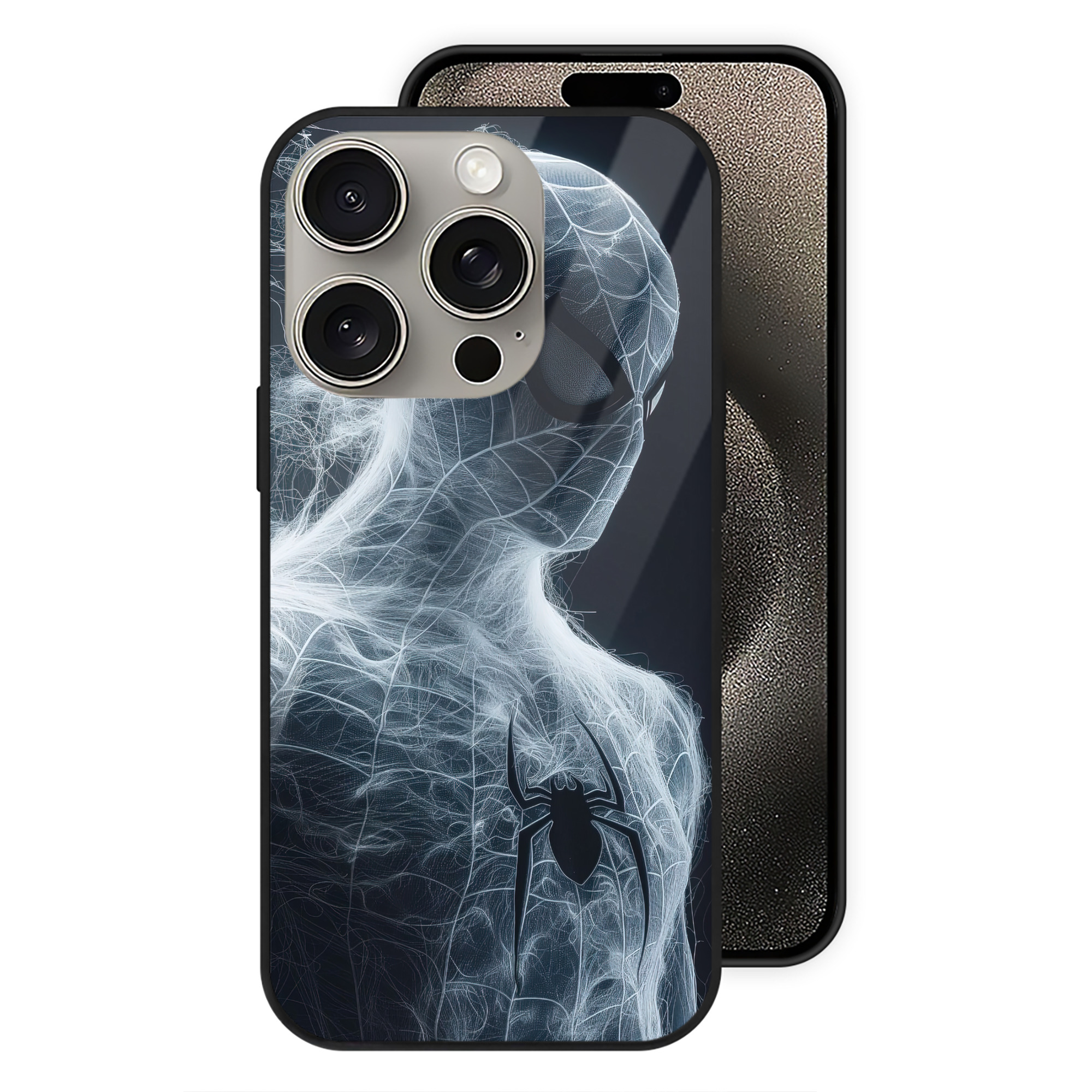 Spider Man スパイダーマン 【iPhone15Pro対応】スマホケース 耐衝撃＆黄変防止 背面ガラス