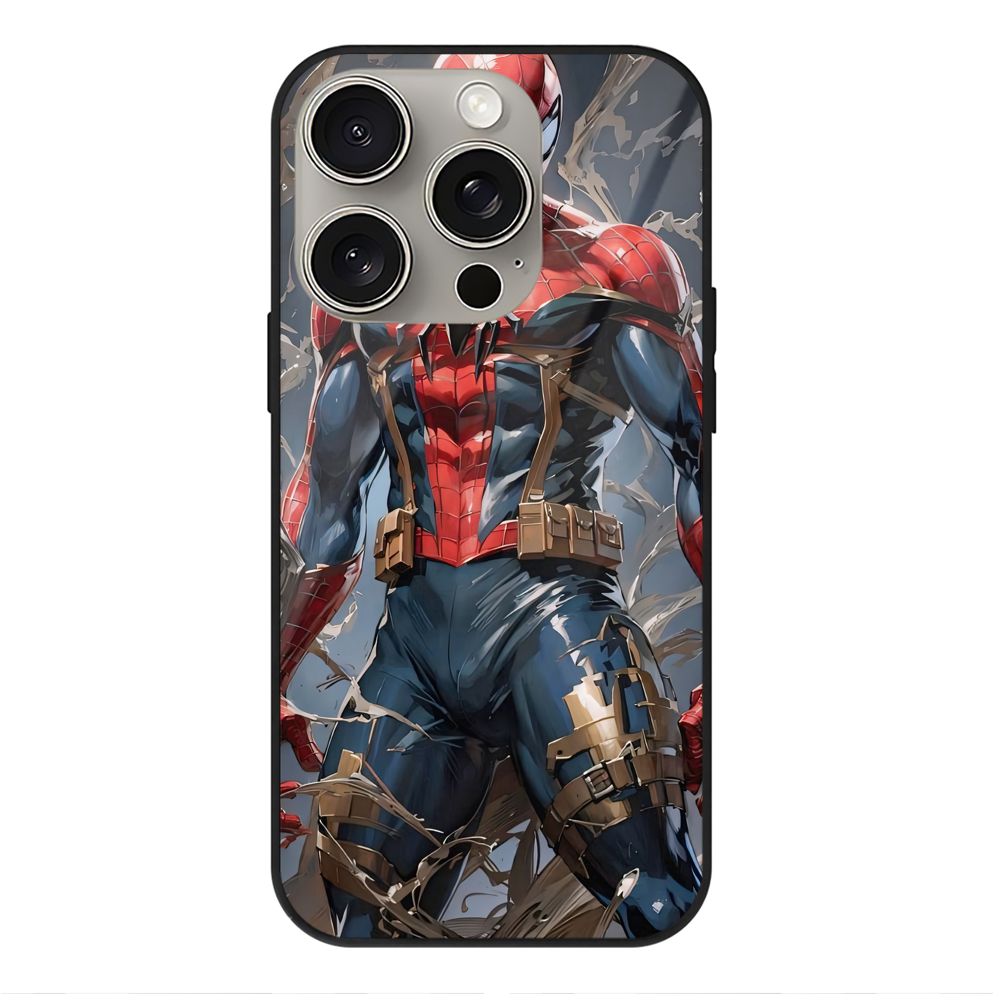 Spider Man スパイダーマン 【iPhone15Pro対応】スマホケース 耐衝撃＆黄変防止 背面ガラス