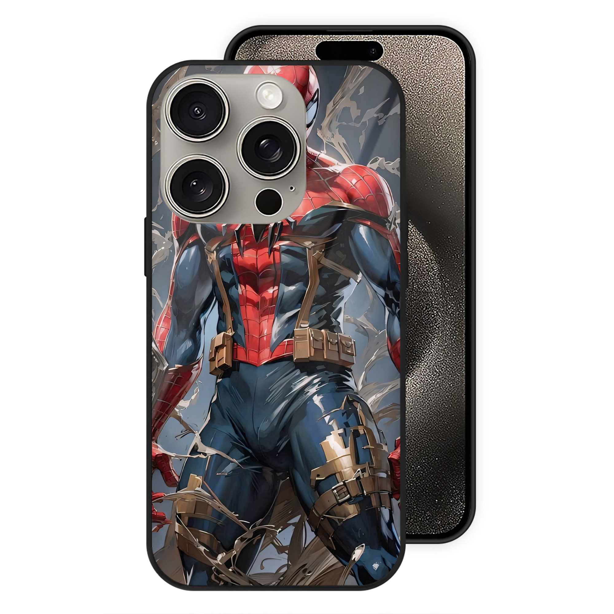 Spider Man スパイダーマン 【iPhone15Pro対応】スマホケース 耐衝撃＆黄変防止 背面ガラス