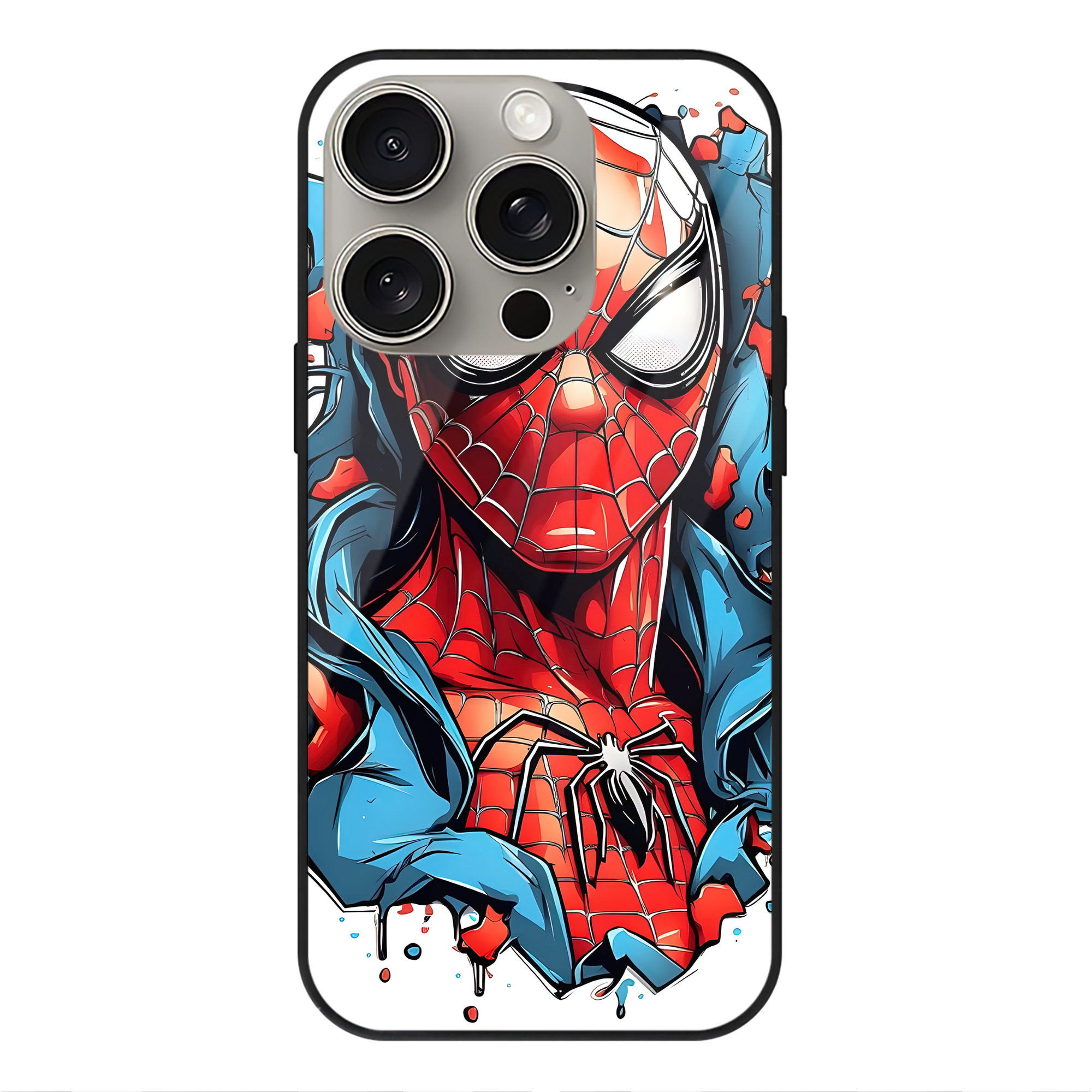 Spider Man スパイダーマン 【iPhone15Pro対応】スマホケース 耐衝撃＆黄変防止 背面ガラス