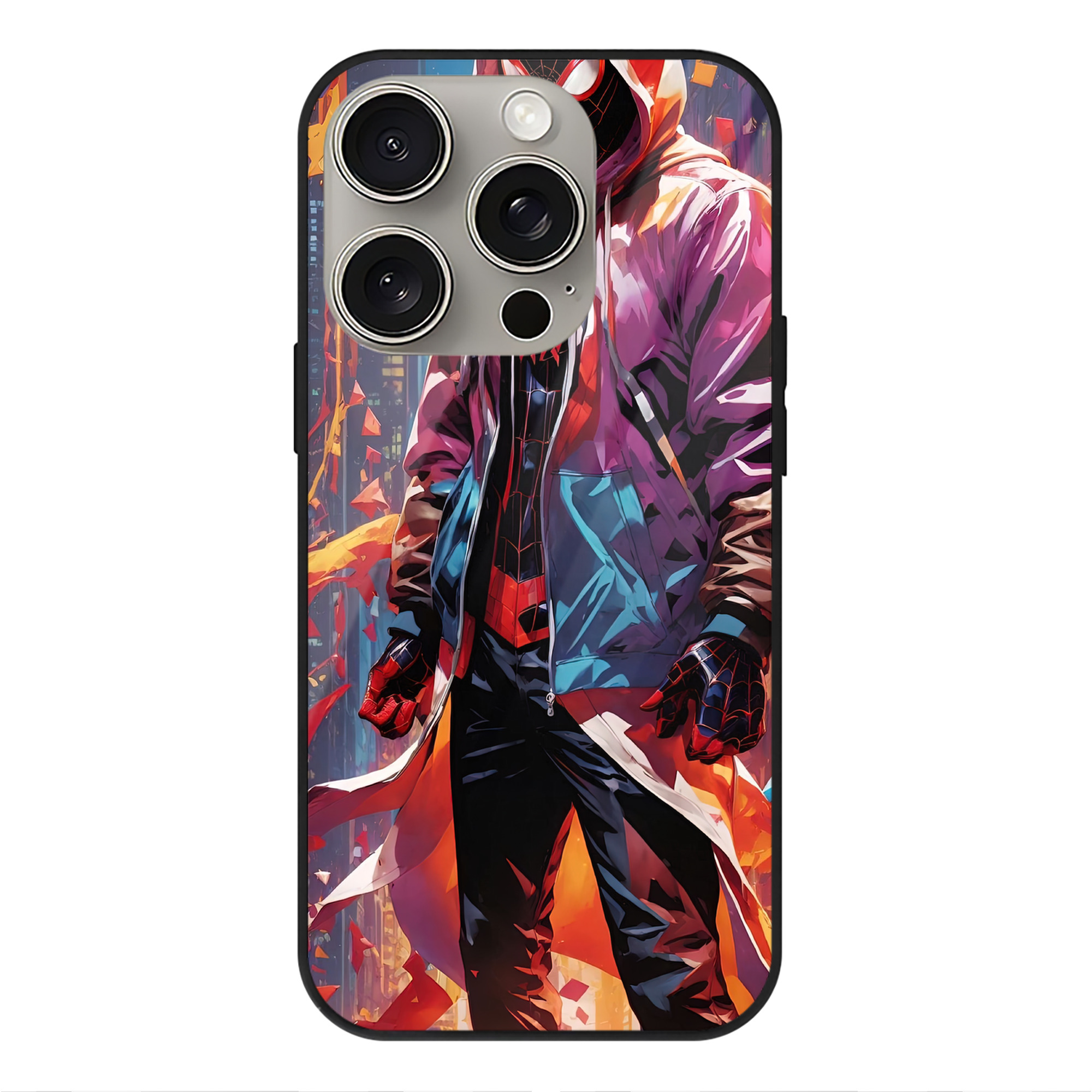 Spider Man スパイダーマン 【iPhone15Pro対応】スマホケース 耐衝撃＆黄変防止 背面ガラス
