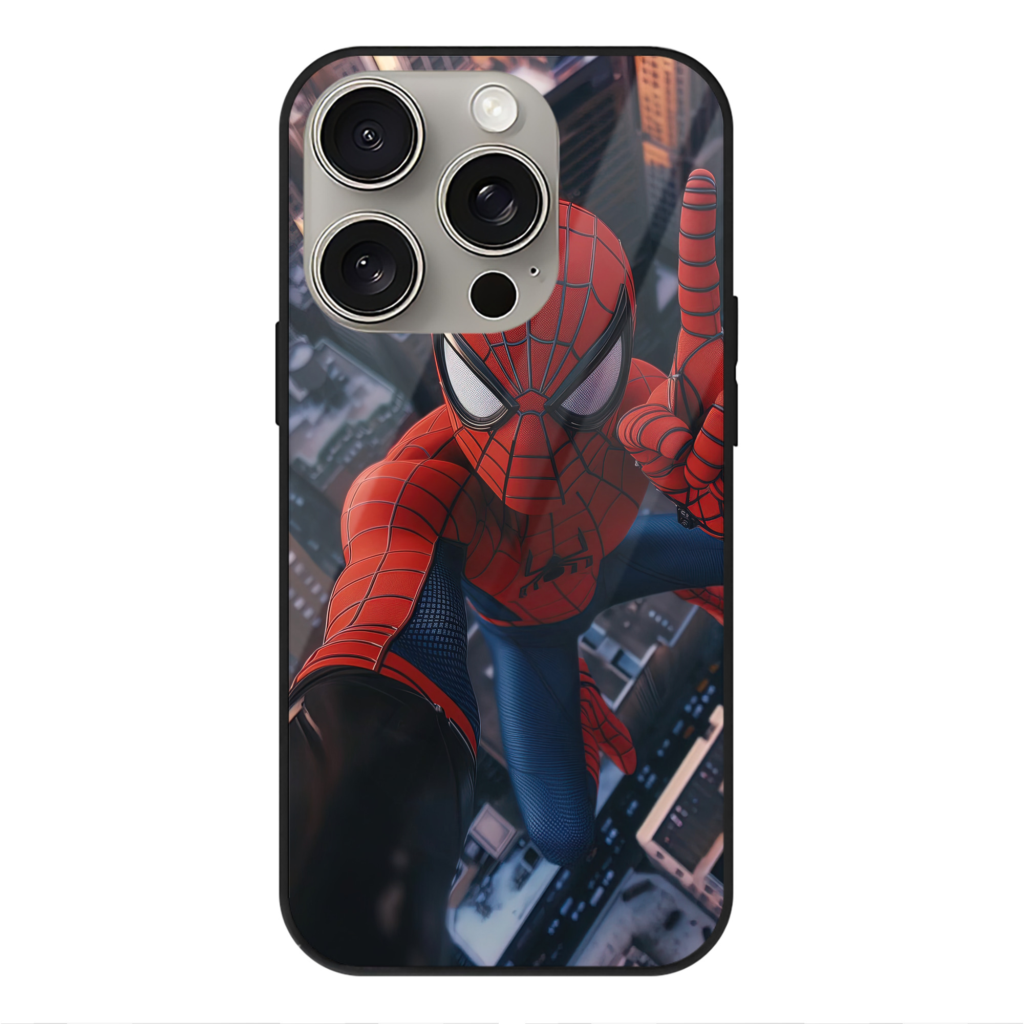 Spider Man スパイダーマン 【iPhone15Pro対応】スマホケース 耐衝撃＆黄変防止 背面ガラス