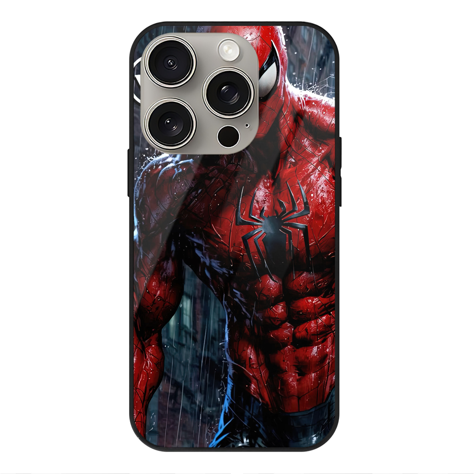 Spider Man スパイダーマン 【iPhone15Pro対応】スマホケース 耐衝撃＆黄変防止 背面ガラス