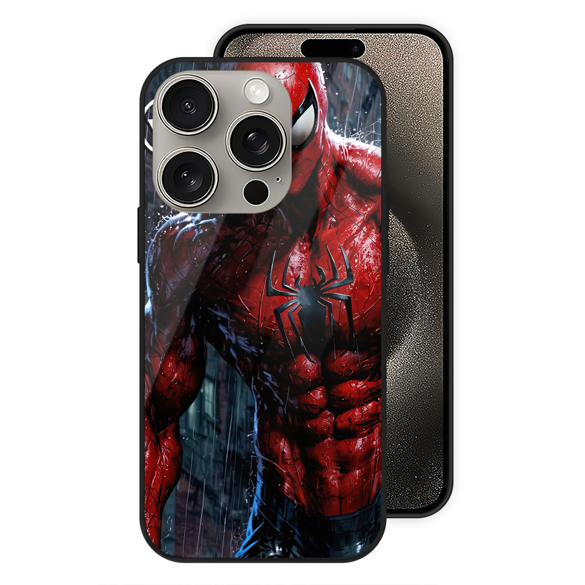Spider Man スパイダーマン 【iPhone15Pro対応】スマホケース 耐衝撃＆黄変防止 背面ガラス