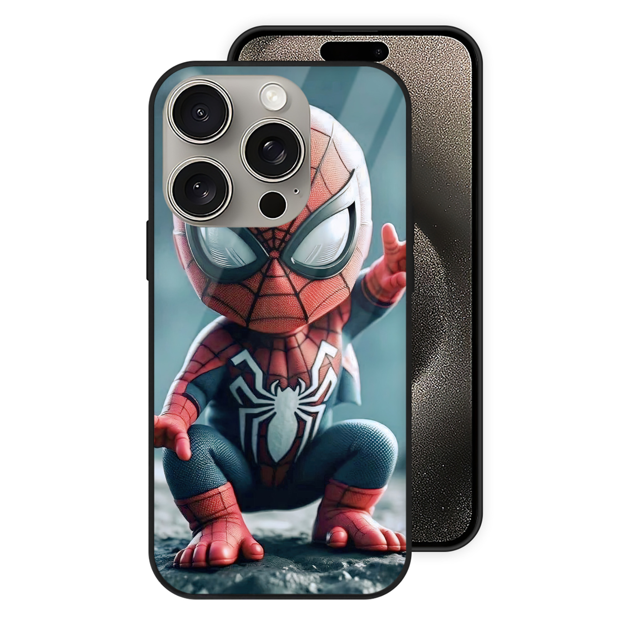 （画像用） Spider Man スパイダーマン 【iPhone15Pro対応】スマホケース 耐衝撃＆黄変防止 背面ガラス