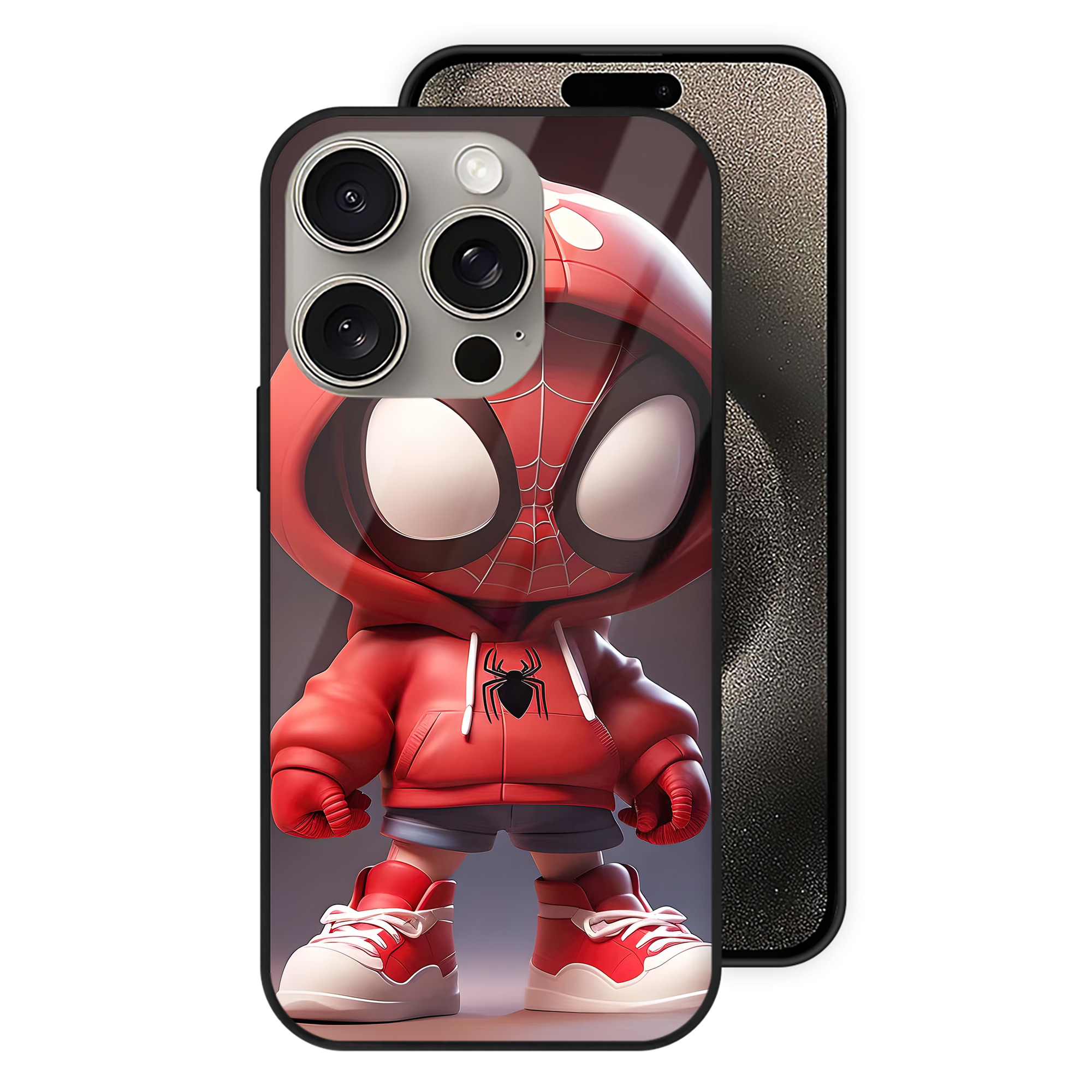 Spider Man スパイダーマン 【iPhone15Pro対応】スマホケース 耐衝撃＆黄変防止 背面ガラス